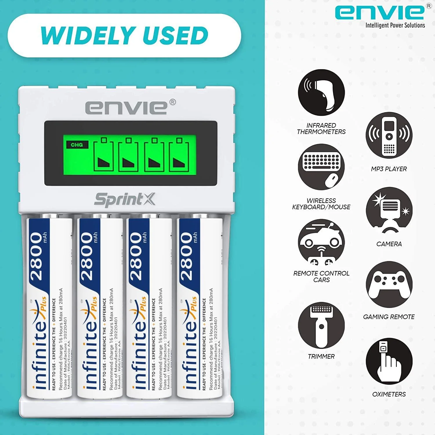 ENVIE (ECR11MC + 2800 4PL) SprintX Ultra Fast Rechargeable Batteries Charger for AA & AAA Ni-MH with 4xAA2800mah Rechargeable Batteries, with Over Charge Protection - Image 7