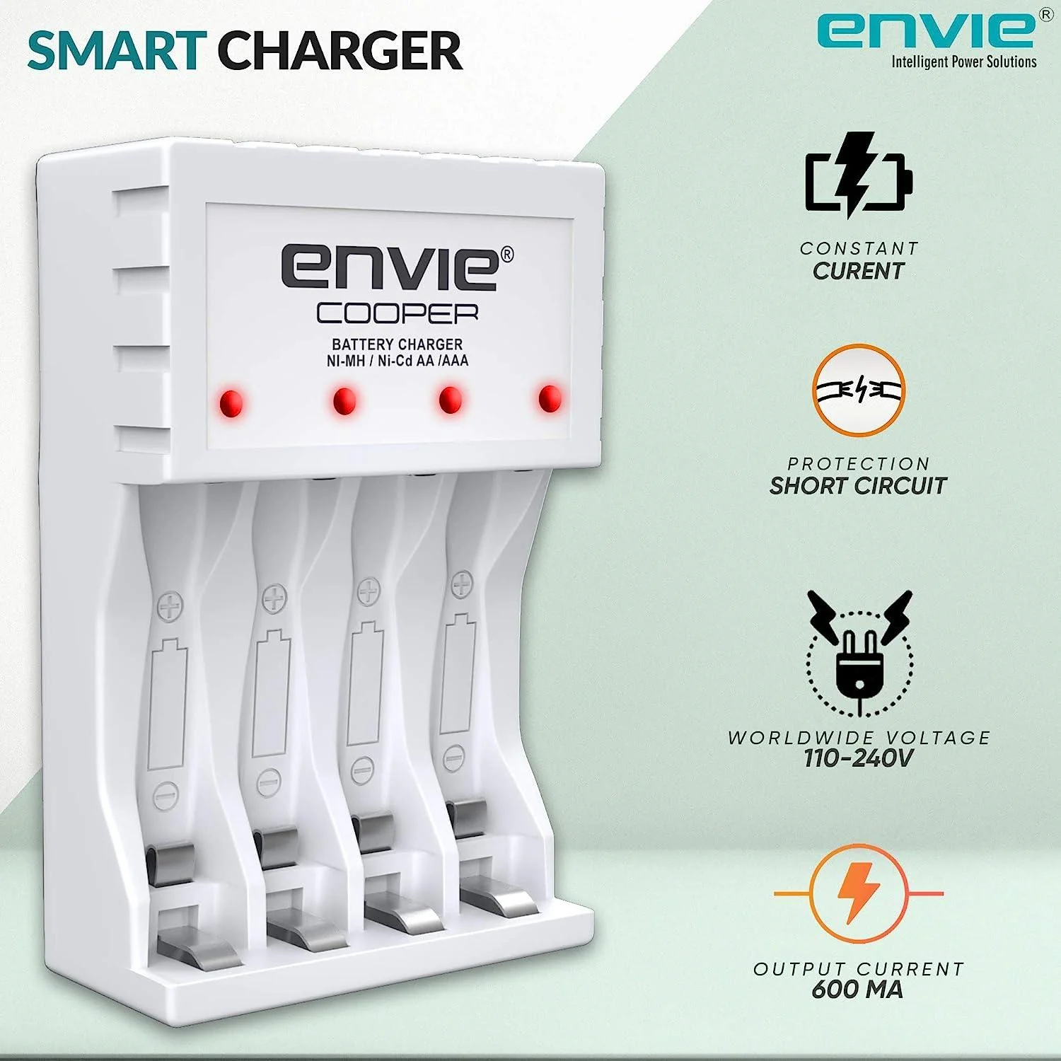 ENVIE (ECR 20 MC+4xAA2800) Standard Rechargeable Battery Charger for AA & AAA Ni-mh/Ni-Cd with 4xAA2800 Rechargeable Batteries - Image 4