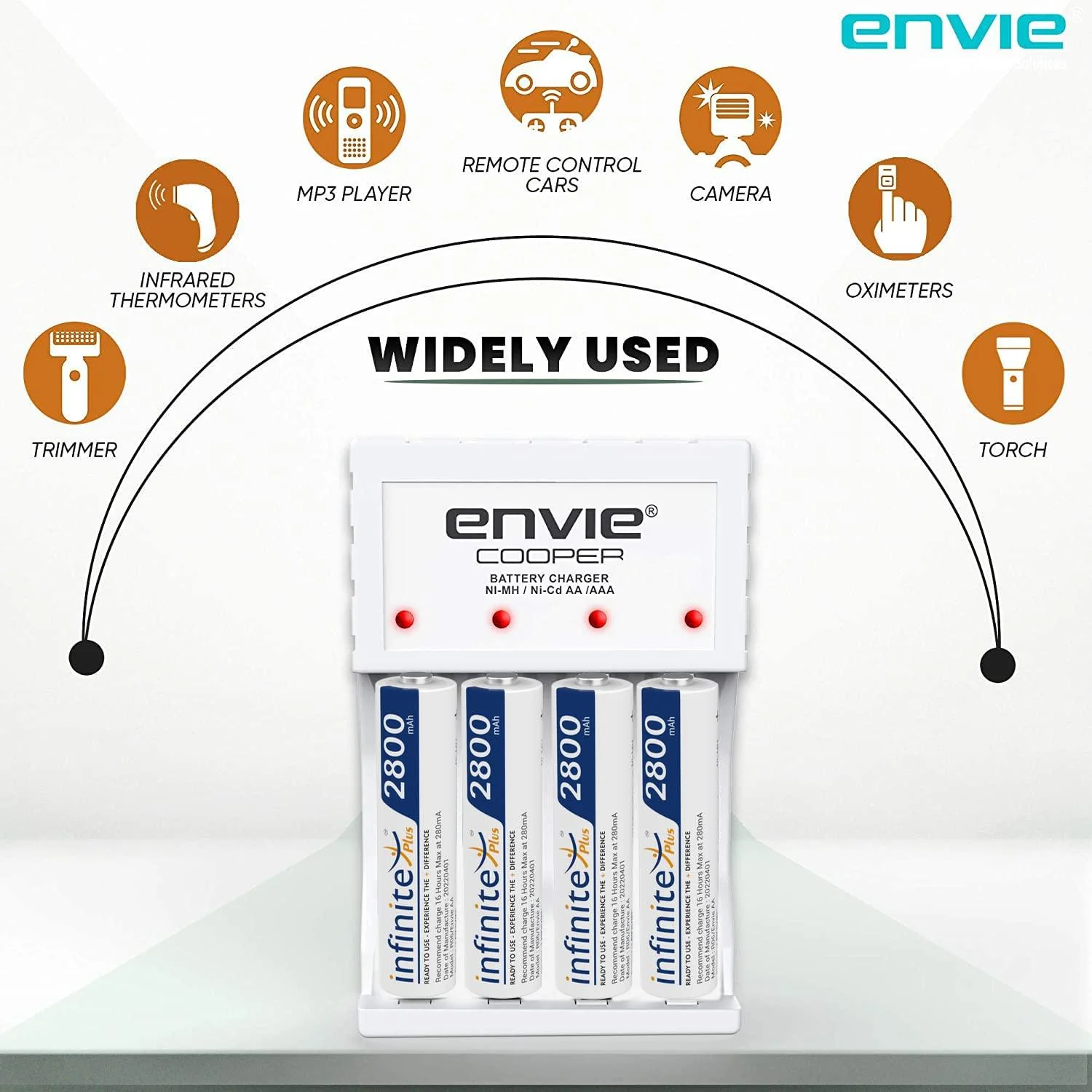 ENVIE (ECR 20 MC+4xAA2800) Standard Rechargeable Battery Charger for AA & AAA Ni-mh/Ni-Cd with 4xAA2800 Rechargeable Batteries - Image 6