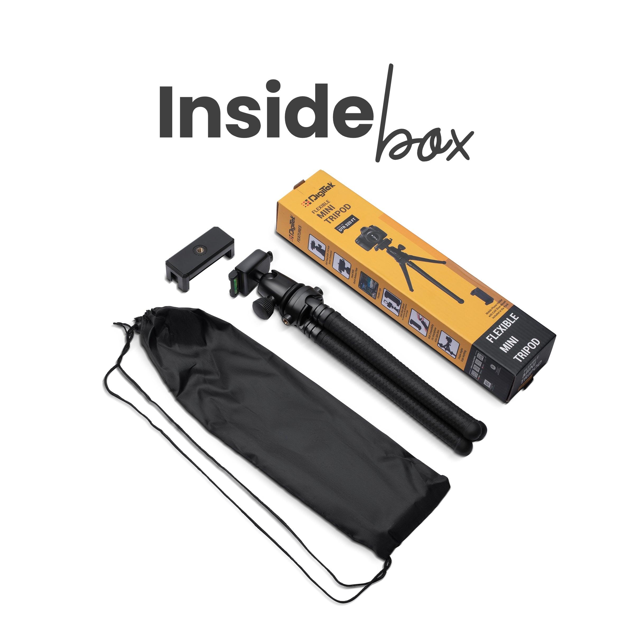 DIGITEK (DTR-320 FT) Flexible Gorillapod Tripod for All Cameras and Mobile Phones with 360° Ball Head and Phone Holder, Max. Load 3kgs, Carry Bag Included, (Black) - Image 8
