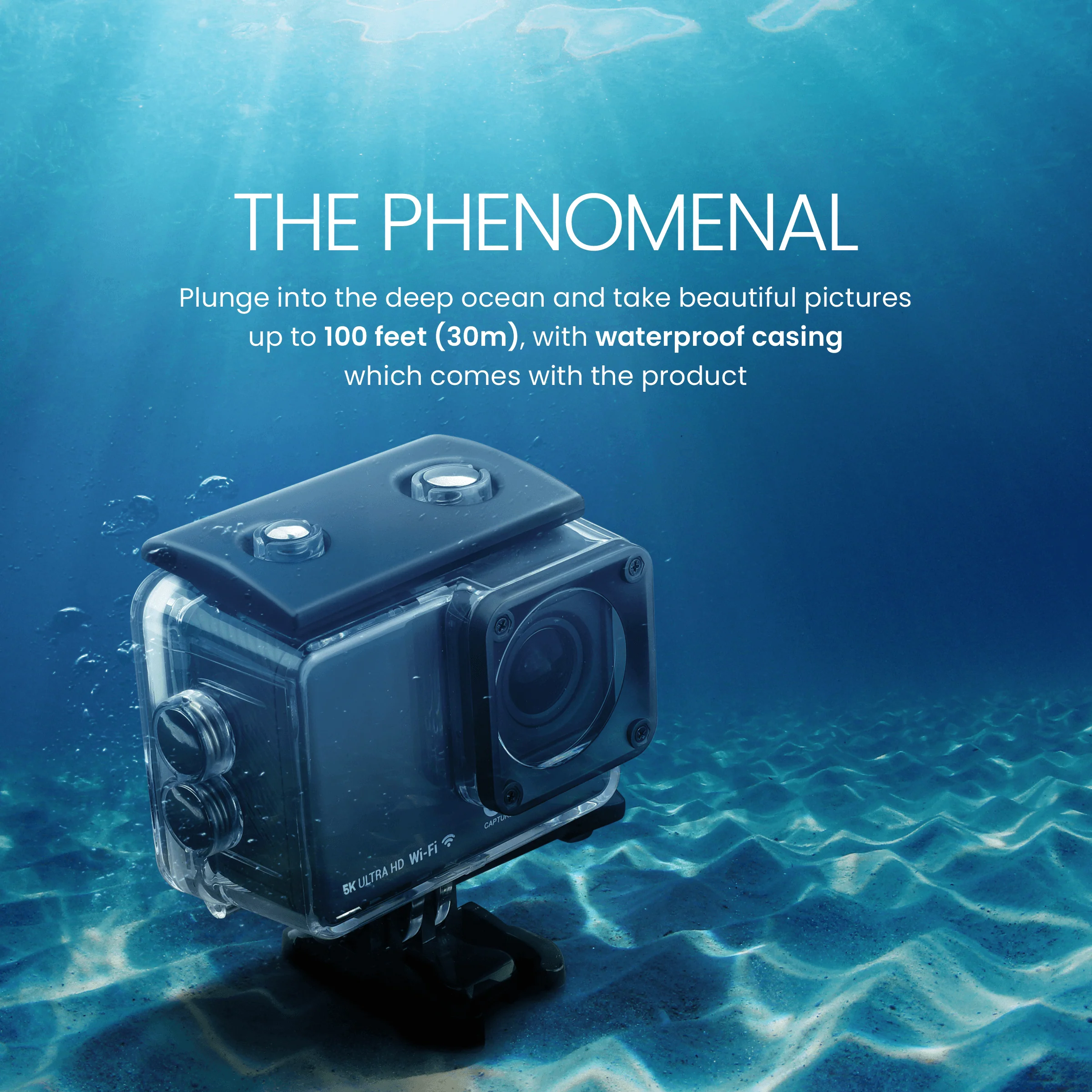 Digitek GoCAM (DAC-002) 5K 60fps 24MP WiFi Ultra HD Sports Action Camera with 2" HD Screen & External MIC Support 100 feet Waterproof (with Waterproof case) 2 x 1350mAh Battery - Image 3
