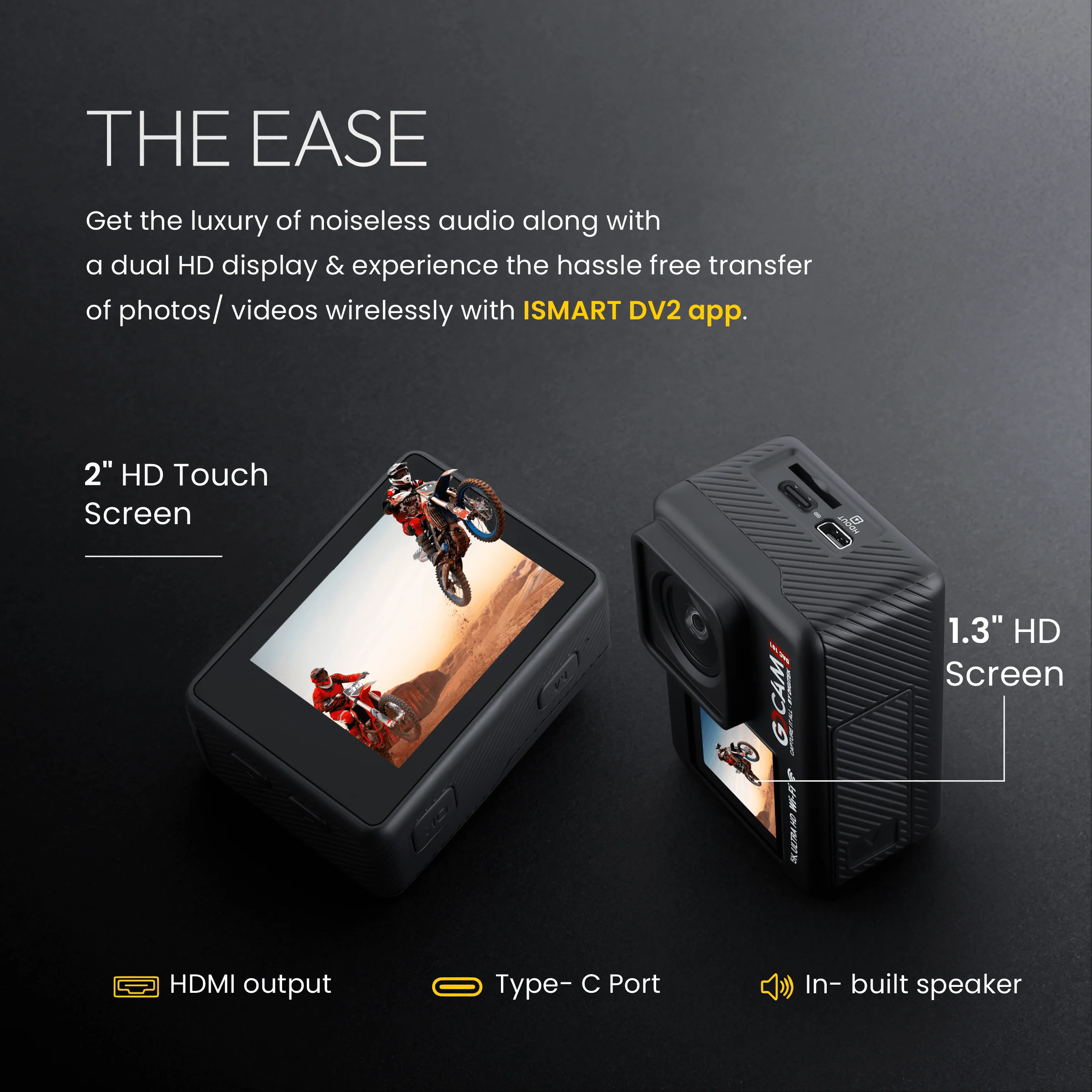 Digitek GoCAM (DAC-101) 5K 30FPS 48MP WiFi Ultra HD Sports Action Camera| Dual TouchScreen|6-Axis Gyro EIS Stabilization | MIC Support  Waterproof | 2 Batteries (Black) - Image 10