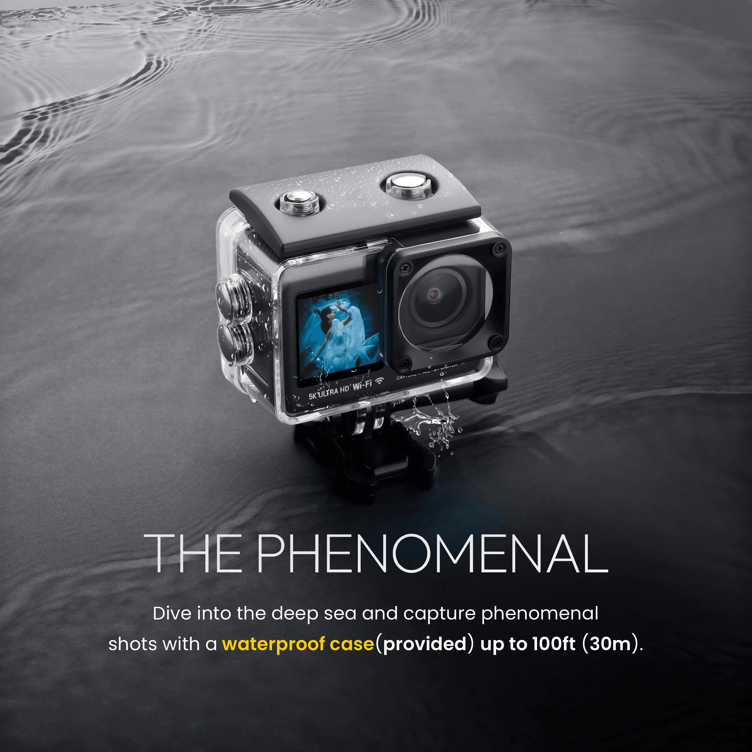 Digitek GoCAM (DAC-101) 5K 30FPS 48MP WiFi Ultra HD Sports Action Camera| Dual TouchScreen|6-Axis Gyro EIS Stabilization | MIC Support  Waterproof | 2 Batteries (Black) - Image 7