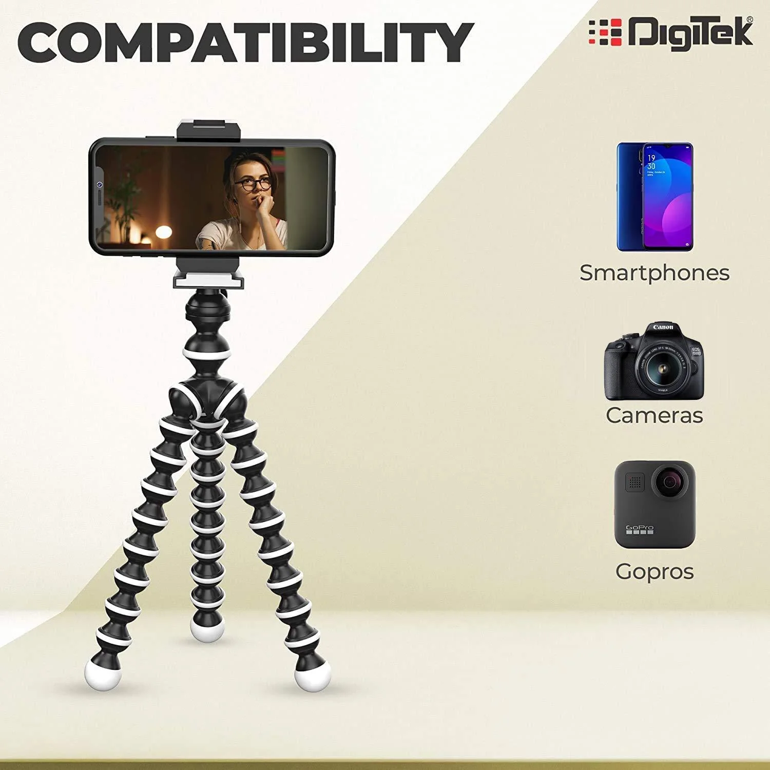 DIGITEK® (DTR 260 GT) Gorilla Tripod/Mini 33 CM (13 Inch) Tripod for Mobile Phone with Phone Mount & Remote, Flexible Gorilla Stand for Point and Shoot & Action Cameras - Image 3