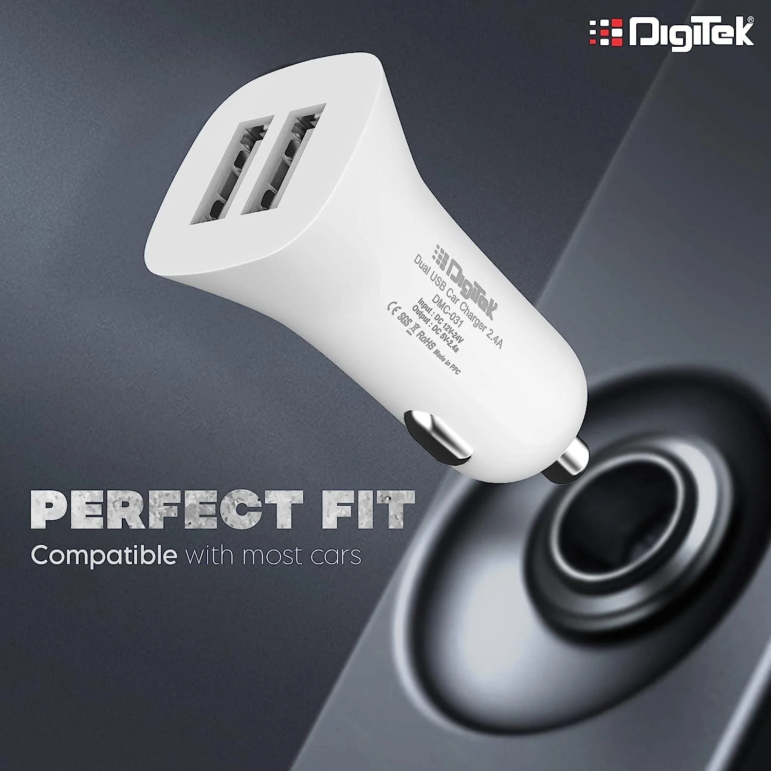 Digitek (DMC 031) Dual USB Fast Car Charger 2.4A, High-Speed Car Adapter with Multi Protection Compatible with Cars for iPhone & Android Smartphone, PowerBank, Smartwatch, Headphone - Image 5