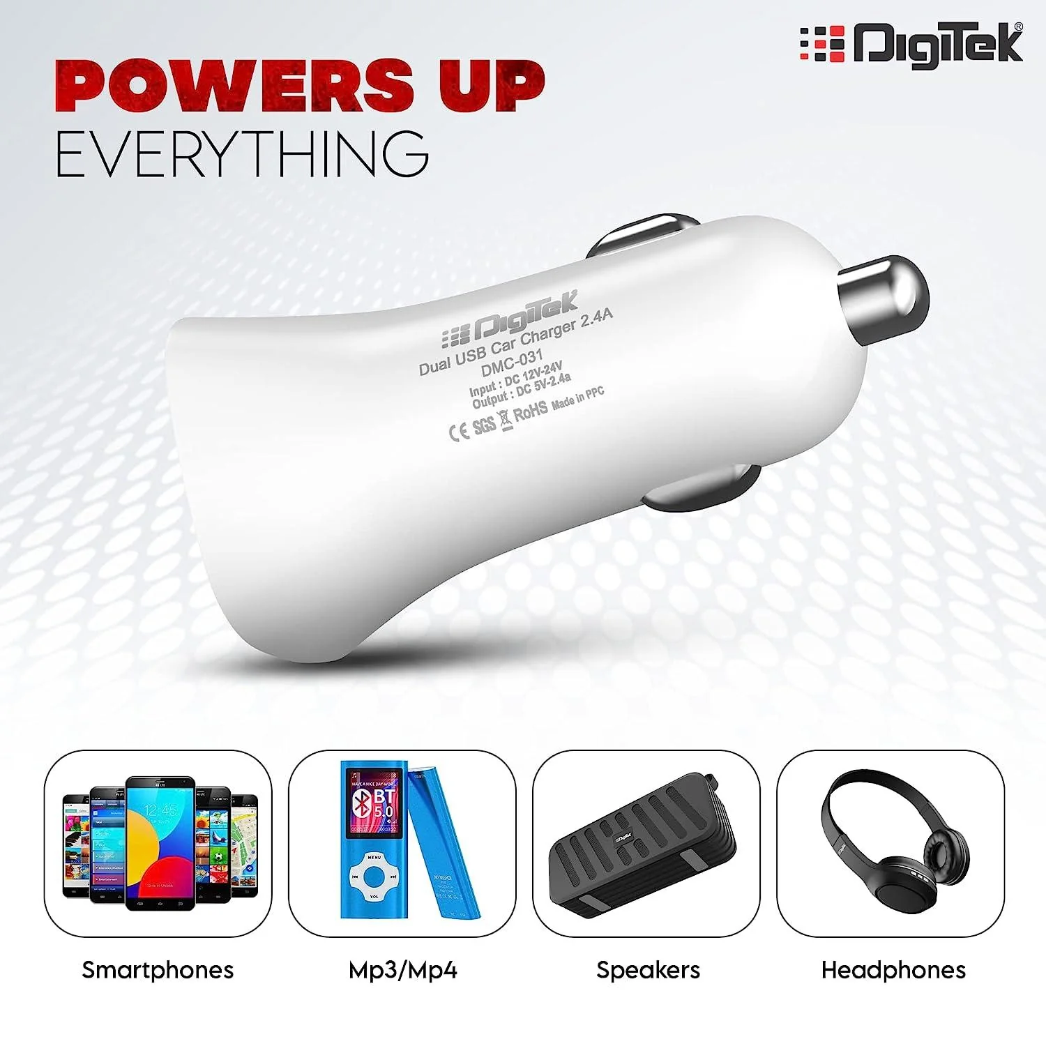 Digitek (DMC 031) Dual USB Fast Car Charger 2.4A, High-Speed Car Adapter with Multi Protection Compatible with Cars for iPhone & Android Smartphone, PowerBank, Smartwatch, Headphone - Image 6