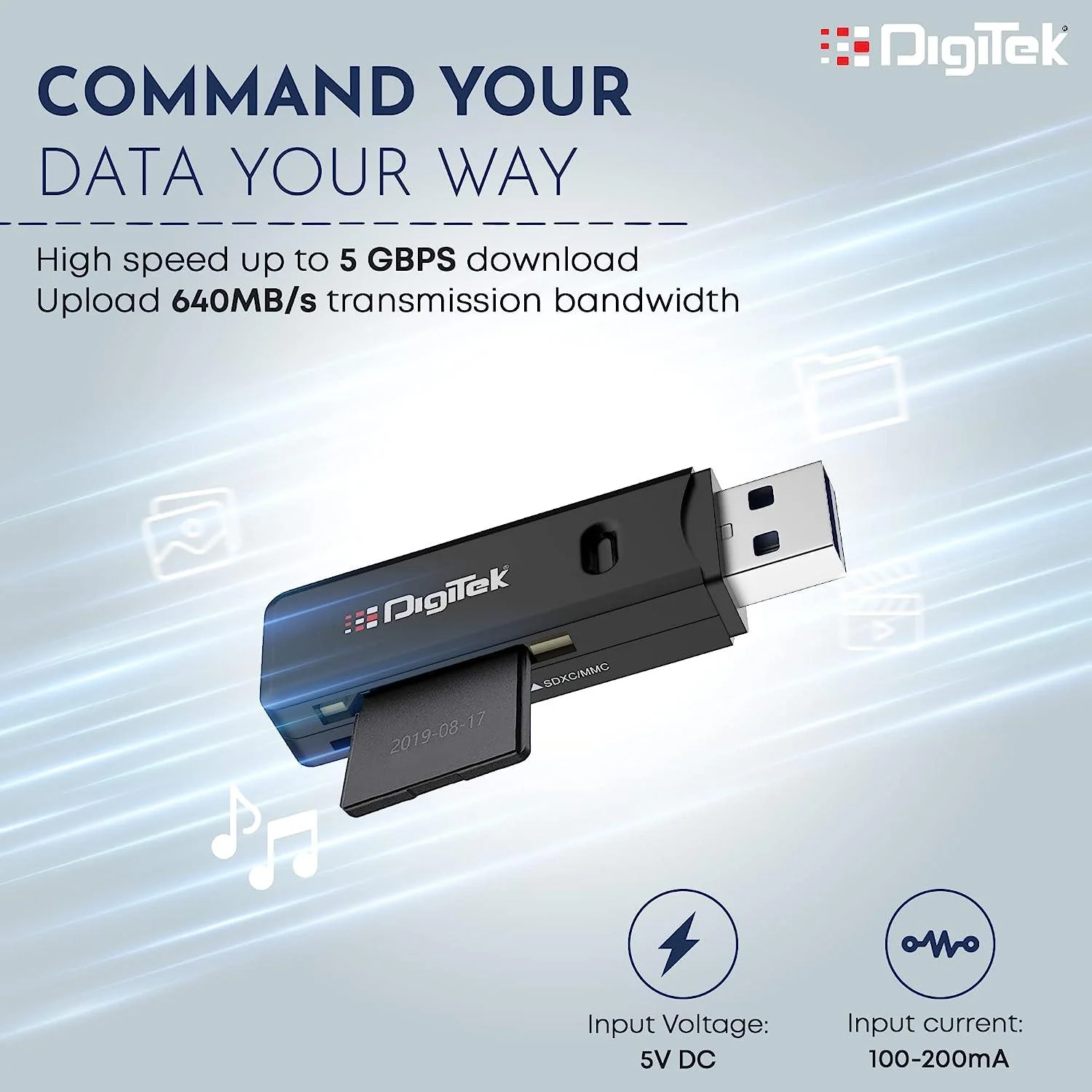Digitek (DCR-006) High Speed USB 3.0 Card Reader DCR-006, Black se - Image 3