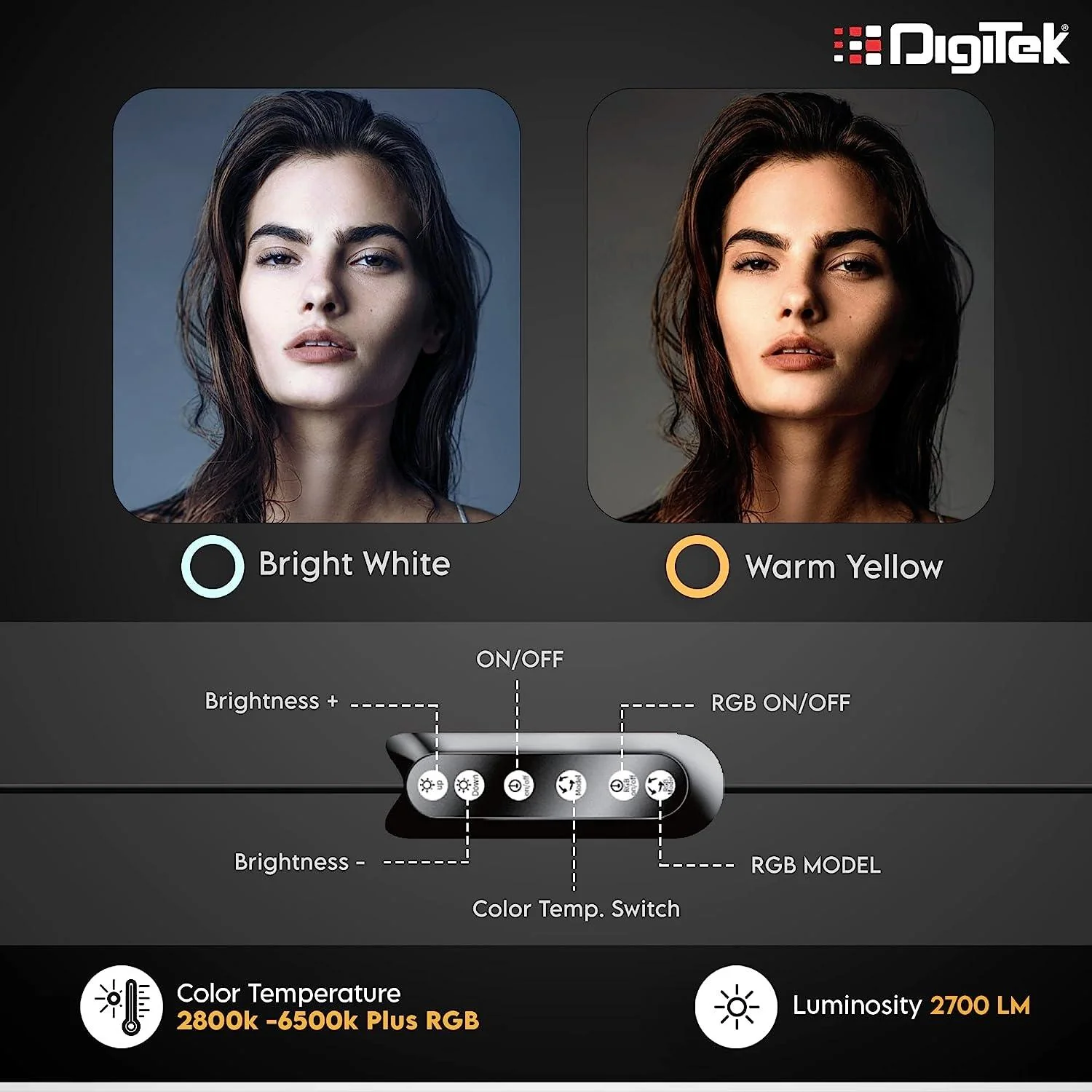 Digitek (DRL-15C RGB) LED RGB Ring Light with Stand for YouTube, Photo-Shoot, Video Shoot, Live Stream, Makeup & More, Compatible with iPhone/Android Phones & Camera - Image 3