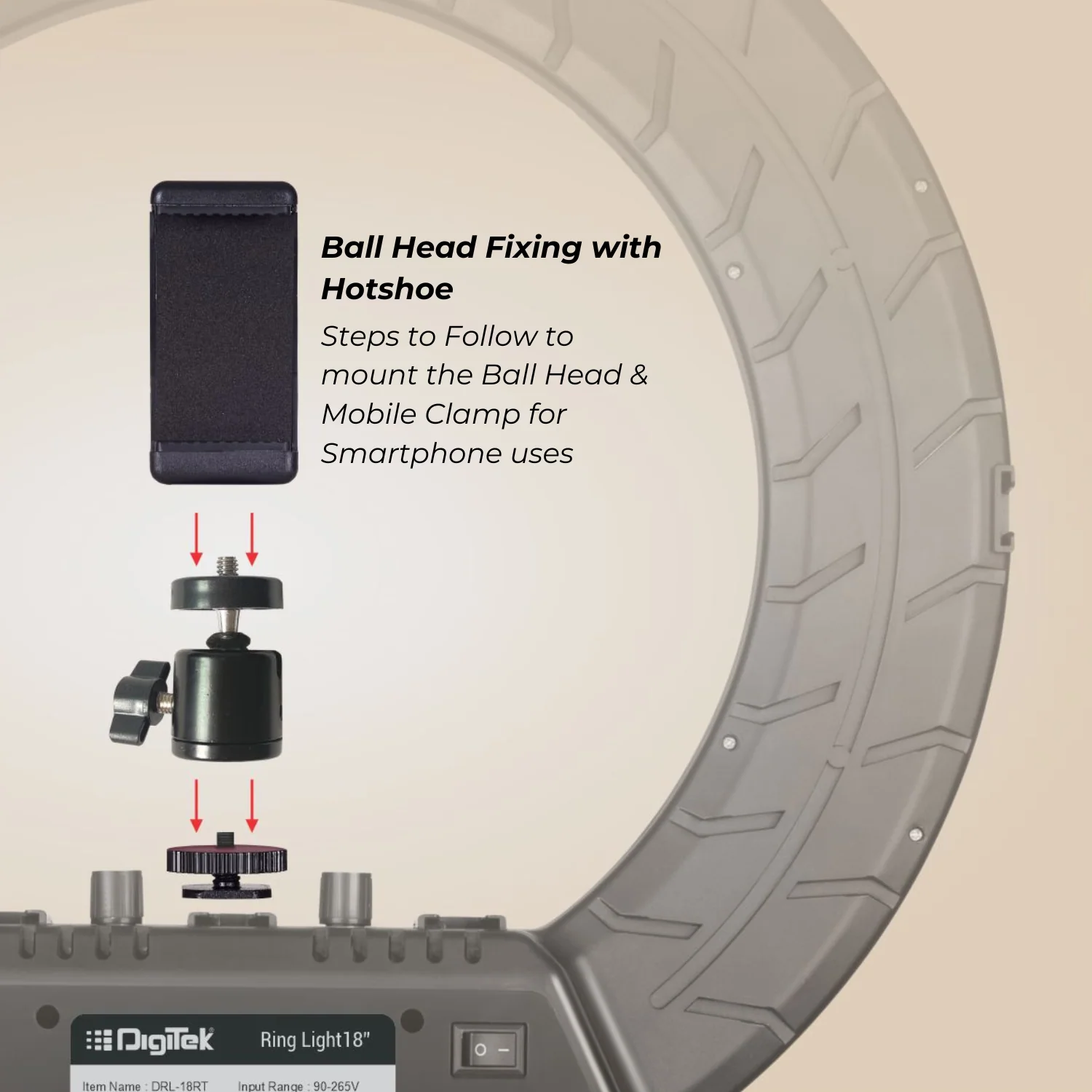 Digitek (DRL-18RT) Profesional (46cm) LED Ring Light with Remote Control, Runs on AC Power with No Shadow apertures, Ideal use for Makeup Artist, Video Shoot, Fashion Photography & Many More - Image 7