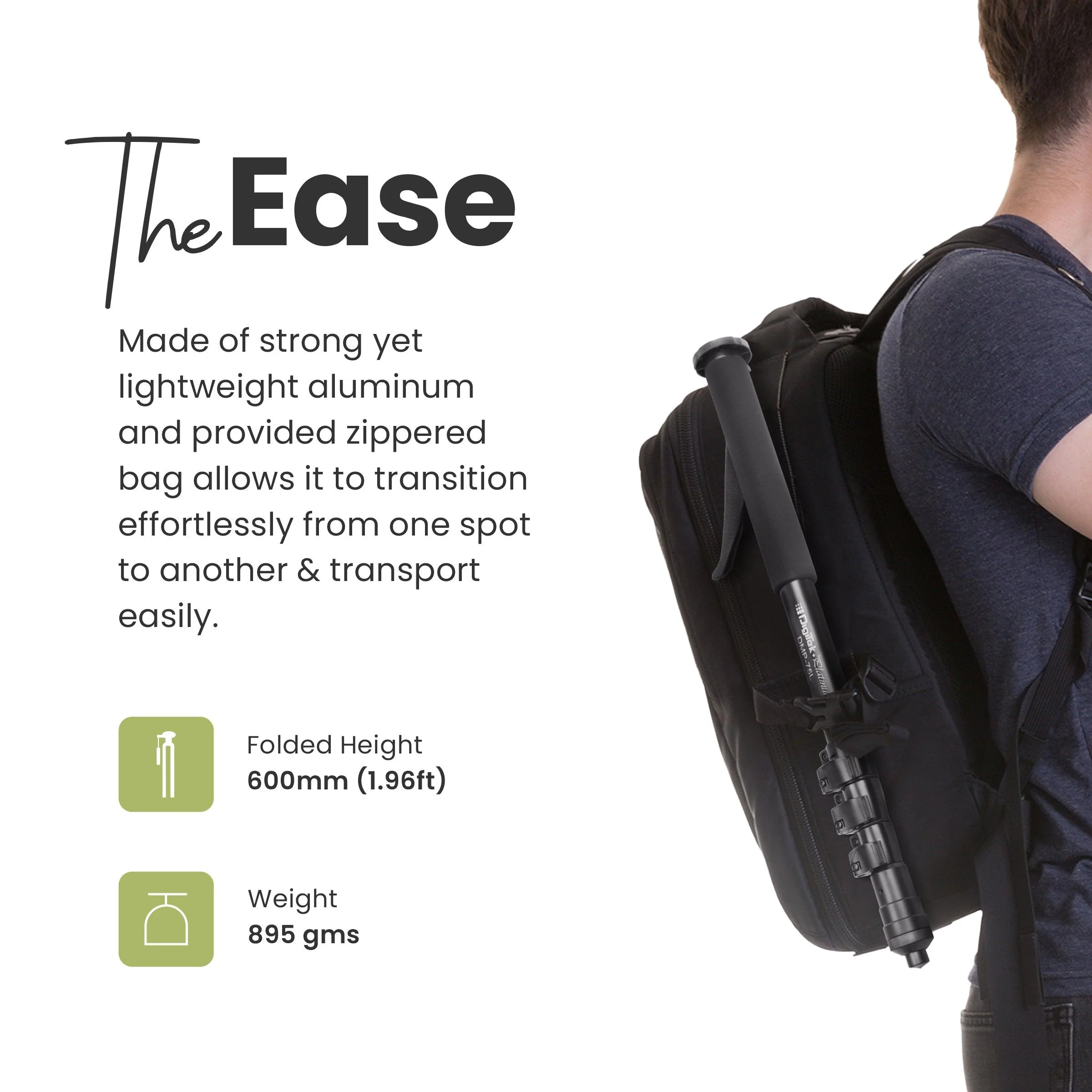 Digitek (DMP 75L) Lightweight Aluminum Telescopic Camera Monopod with Tripod Base for DSLR Video Cameras Maximum Operating Height: 1700MM. Maximum Load Upto: 8 kgs - Image 5