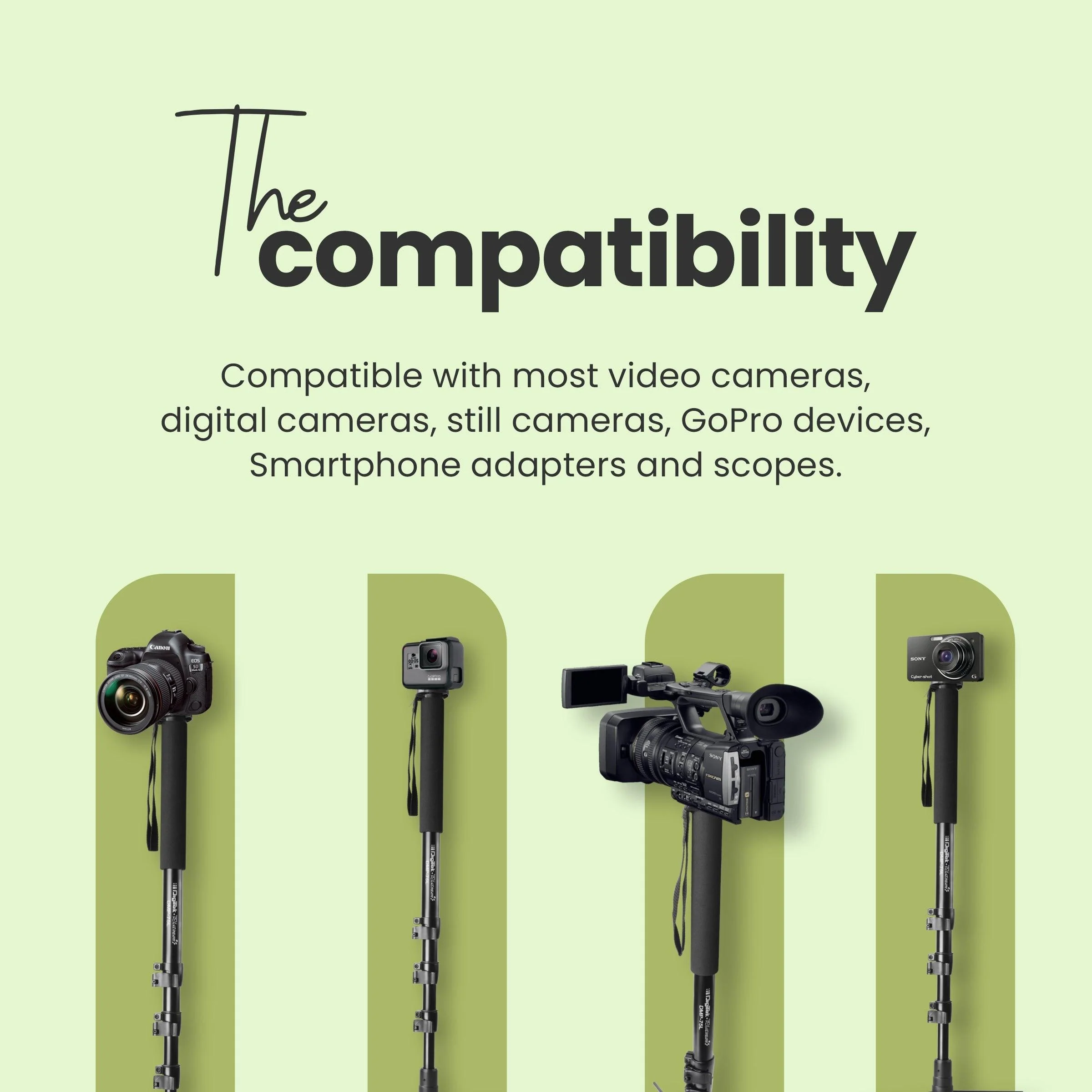 Digitek (DMP 75L) Lightweight Aluminum Telescopic Camera Monopod with Tripod Base for DSLR Video Cameras Maximum Operating Height: 1700MM. Maximum Load Upto: 8 kgs - Image 7