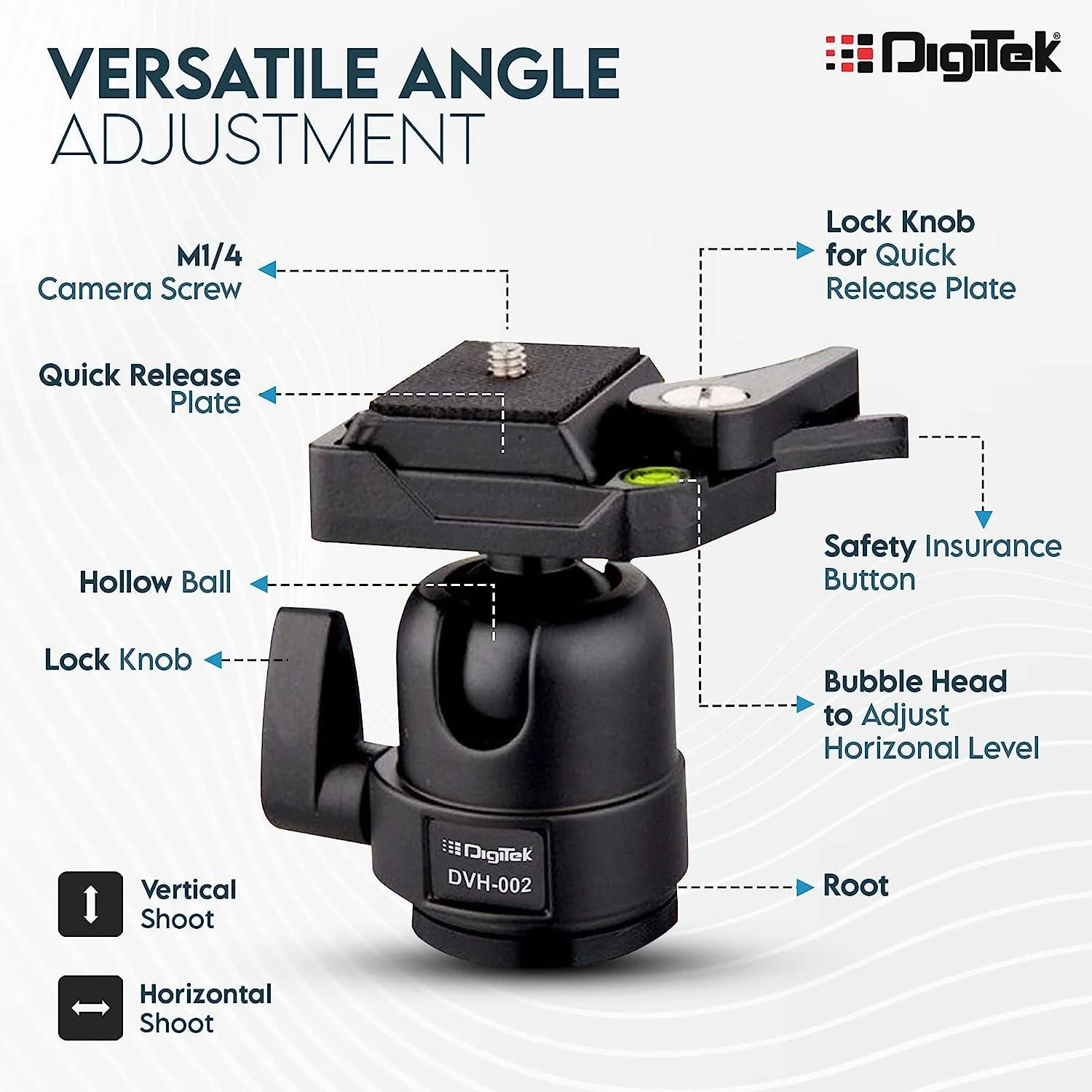 Digitek (DVH-002) Digitek Lightweight Ball Head with Quick Release Plate - Image 5