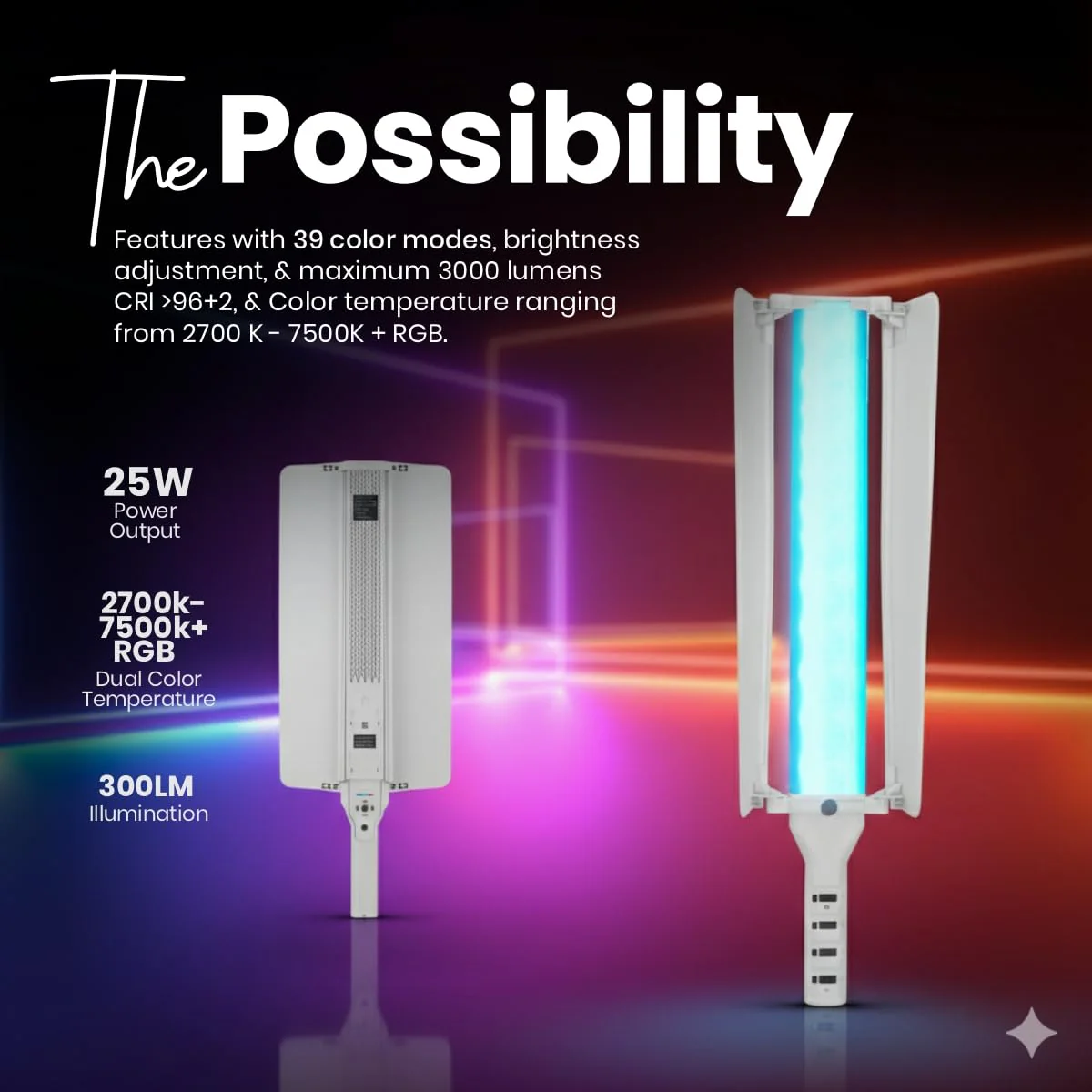 DIGITEK® (DSL-25W RGB) Stick Light Portable Handheld RGB LED Light Wand with Barn Door & Remote Control, Color Temp 2700-12000K + RGB, 39 Special Lighting Effects & Carry Bag - Image 4