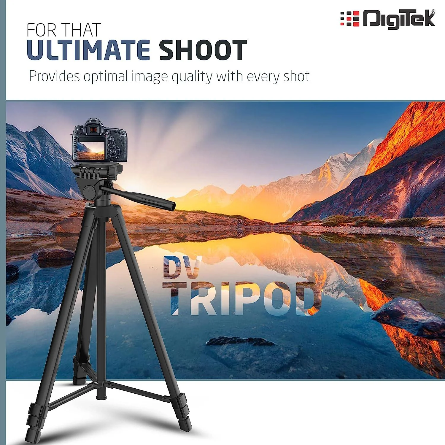 DIGITEK (DTR 480LW) 57 Inch Portable Aluminium Alloy Tripod with Smartphone Holder & 360° Ball Head, 3 Section Adjustment, 2kg Load Capacity, Carry Bag, Compatible with Smartphone, Video Camera, DSLR. - Image 7