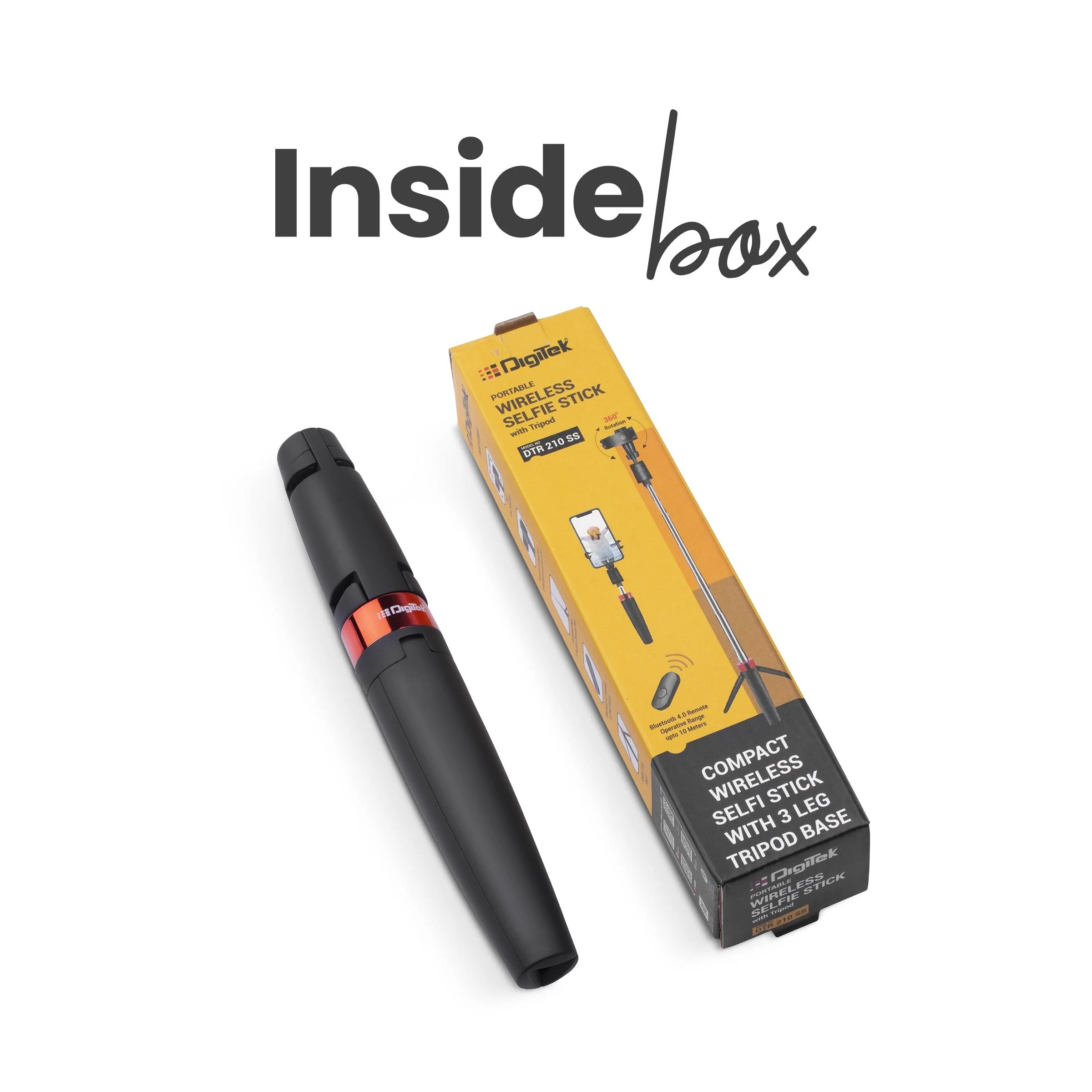 DIGITEK® (DTR-210SS) 68cm Portable Selfie Stick with Wireless Remote, 3 Legs Tripod Base, Rubberized Feet, 1 Kg Max Weight Load, 360° Rotation, Compatible with All Smartphones Photography, Videography - Image 7