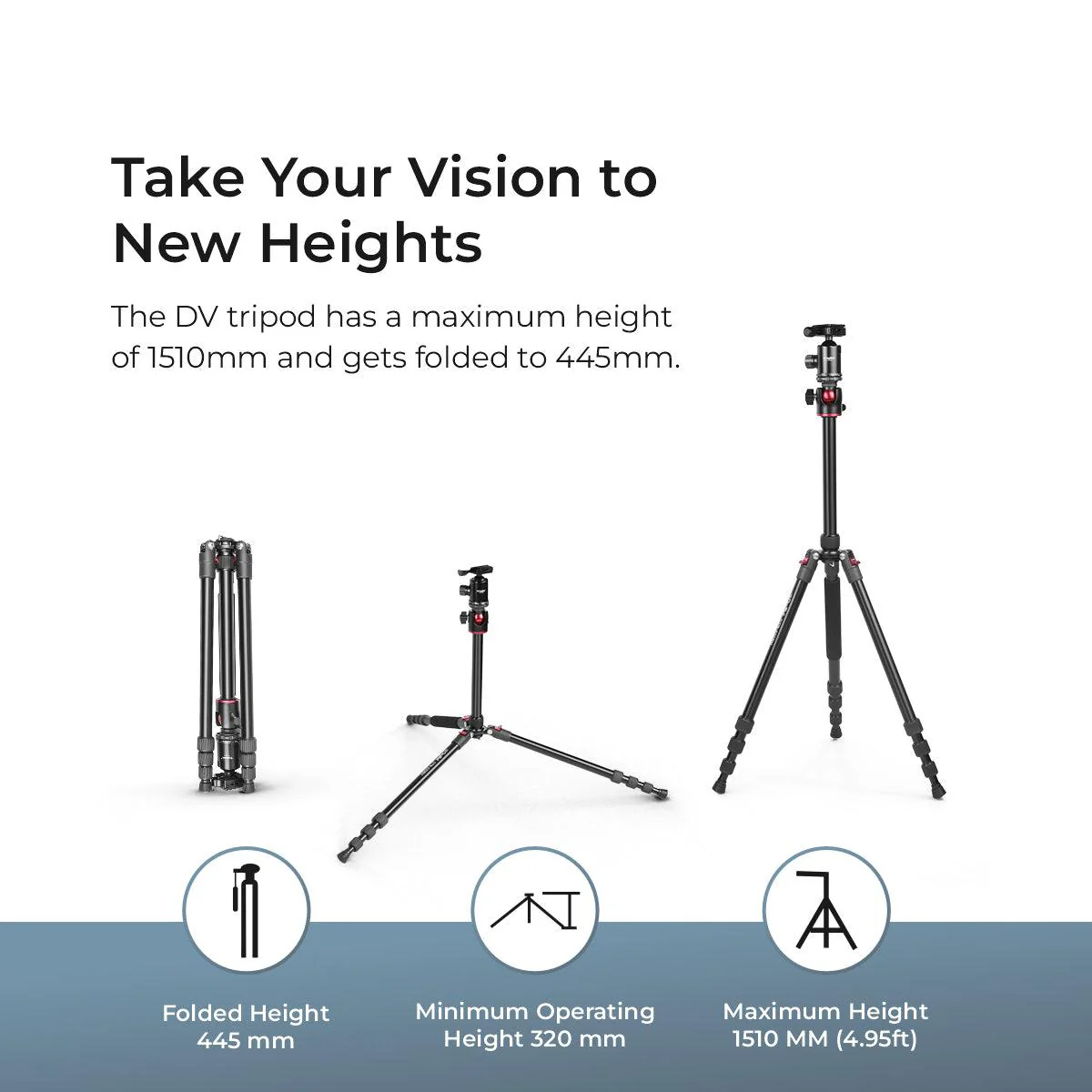 DIGITEK® (DTR 520 BH) 152CM Foldable Aluminum Tripod Cum Monopod with Swivel Pan Head, 4 Section Adjustment, 7kg Max Load, Max Operating Height: 4.95Ft, Compatible with DSLR Camera, Dv Video Camcorder - Image 7