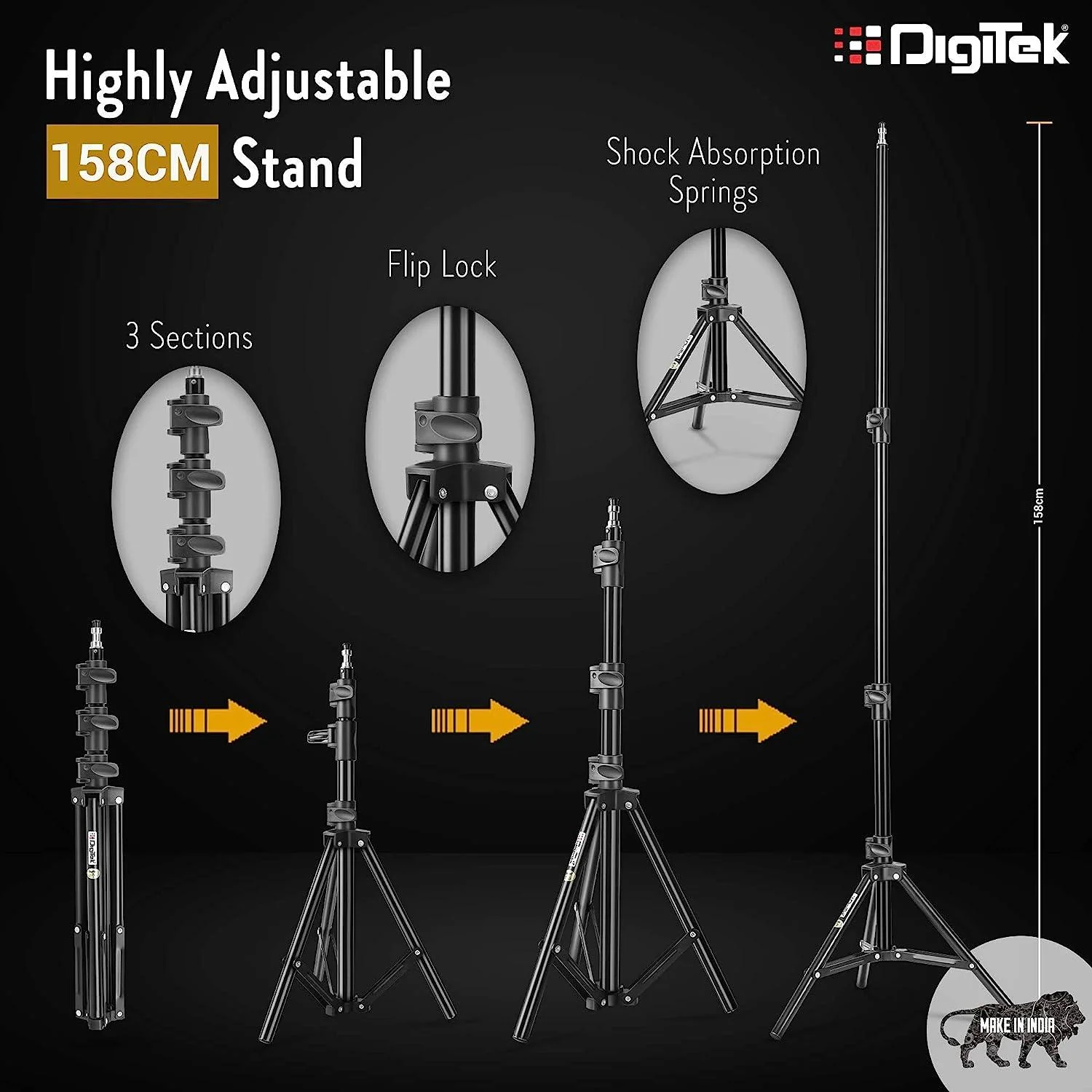 Digitek (DRL-18H C) Professional 46 CM (18" inch) Big LED Ring Light with Stand, 2 color modes Dimmable Lighting - Image 6