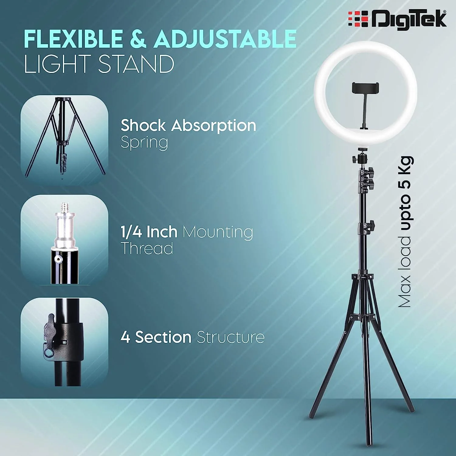 Digitek (DRL-14C) Professional (31cm) Dual Temperature LED Ring Light with Tripod Stand for YouTube, Photo-Shoot, Video Shoot, Live Stream, Makeup, Vlogging & More - Image 4