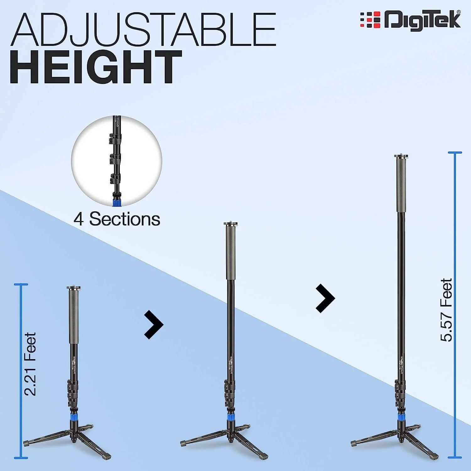 Digitek (DPMP 172B) Professional Ultra Portable Cum Heavy Duty Monopod, Maximum Load : 10kgs - Image 3