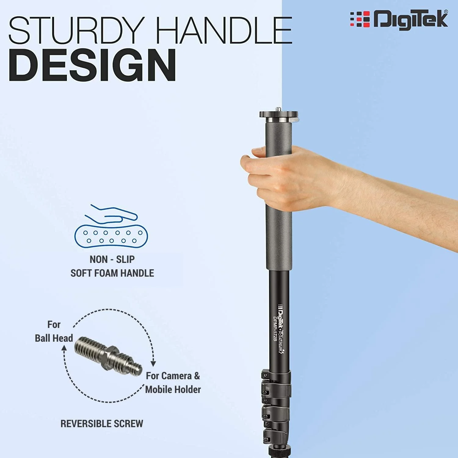 Digitek (DPMP 172B) Professional Ultra Portable Cum Heavy Duty Monopod, Maximum Load : 10kgs - Image 4
