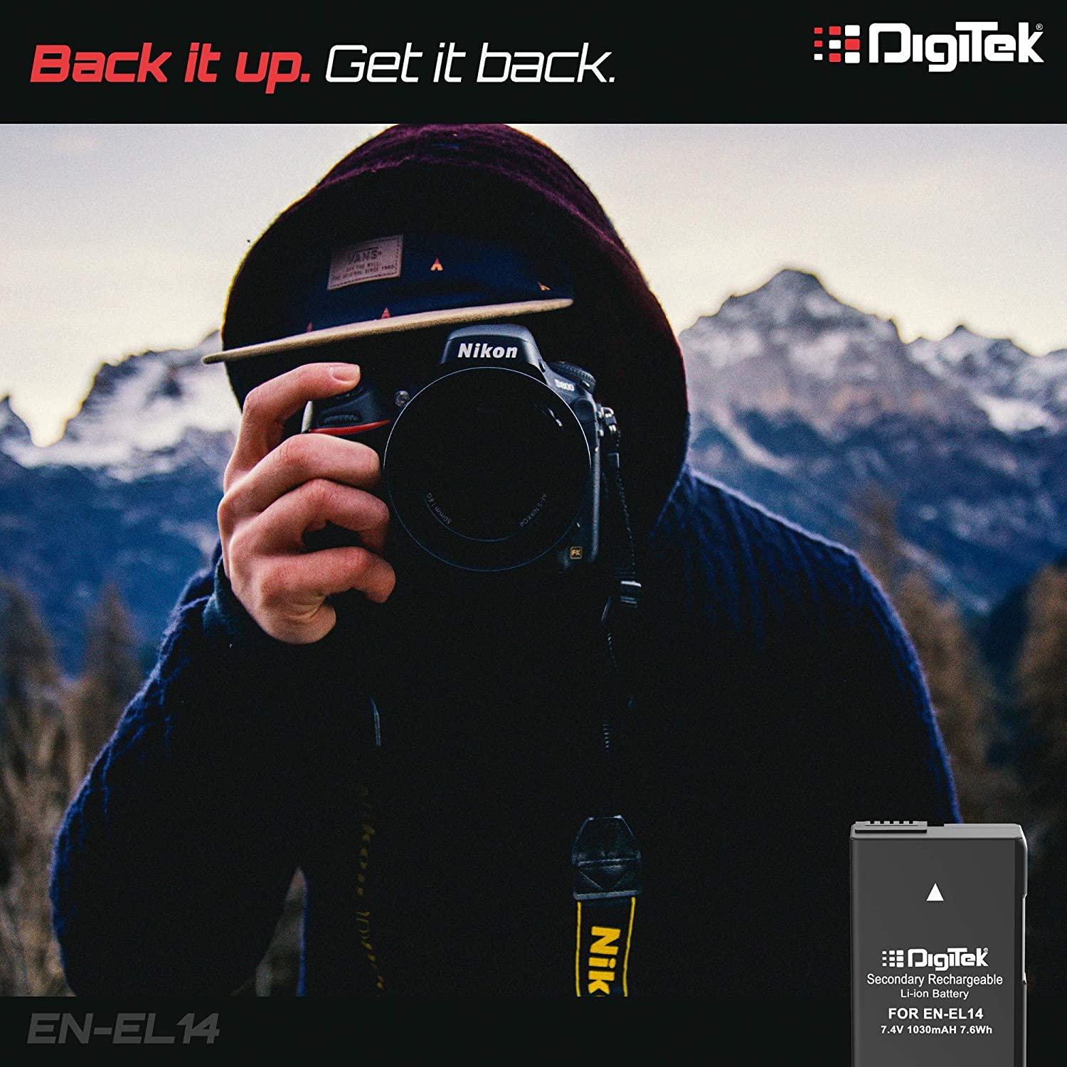 Digitek (ENEL14) 1030mAh Secondary Rechargeable Battery Packs for Digital Camera & Digital Camcorders, Compatibility - D3100 DSLR, D5100DSLR, Coolpix P7000 & More - Image 4