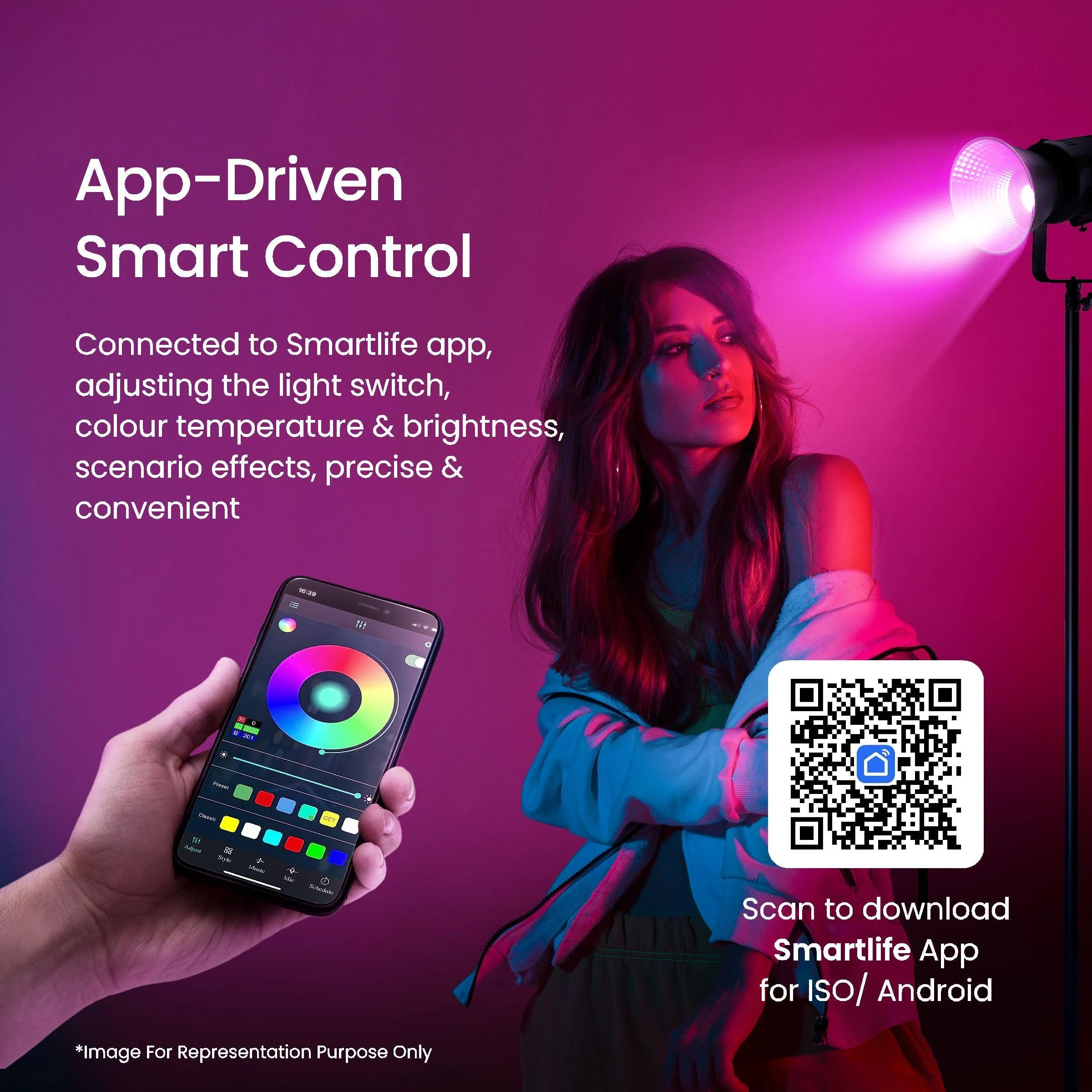 Digitek DCL-200 W RGB Combo Continuous LED Light with 18 CM Reflector Suitable for All Kinds of Small Production Photography/Power Saving & Environment Protection - Image 6