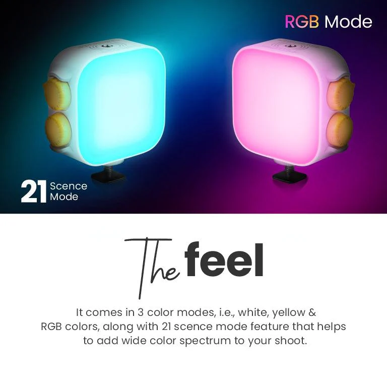 Digitek (LED-D10W) RGB Video, LED Camera Light 360° Full Color Portable Photography Lighting with 3 Cold Shoe, 2000mAh Rechargeable CRI 95+ 2500-9000K Dimmable Panel Lamp Support Magnetic Attraction. - Image 3