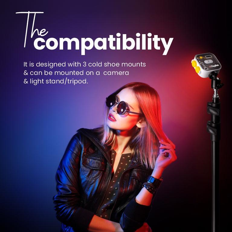 Digitek (LED-D10W) RGB Video, LED Camera Light 360° Full Color Portable Photography Lighting with 3 Cold Shoe, 2000mAh Rechargeable CRI 95+ 2500-9000K Dimmable Panel Lamp Support Magnetic Attraction. - Image 6