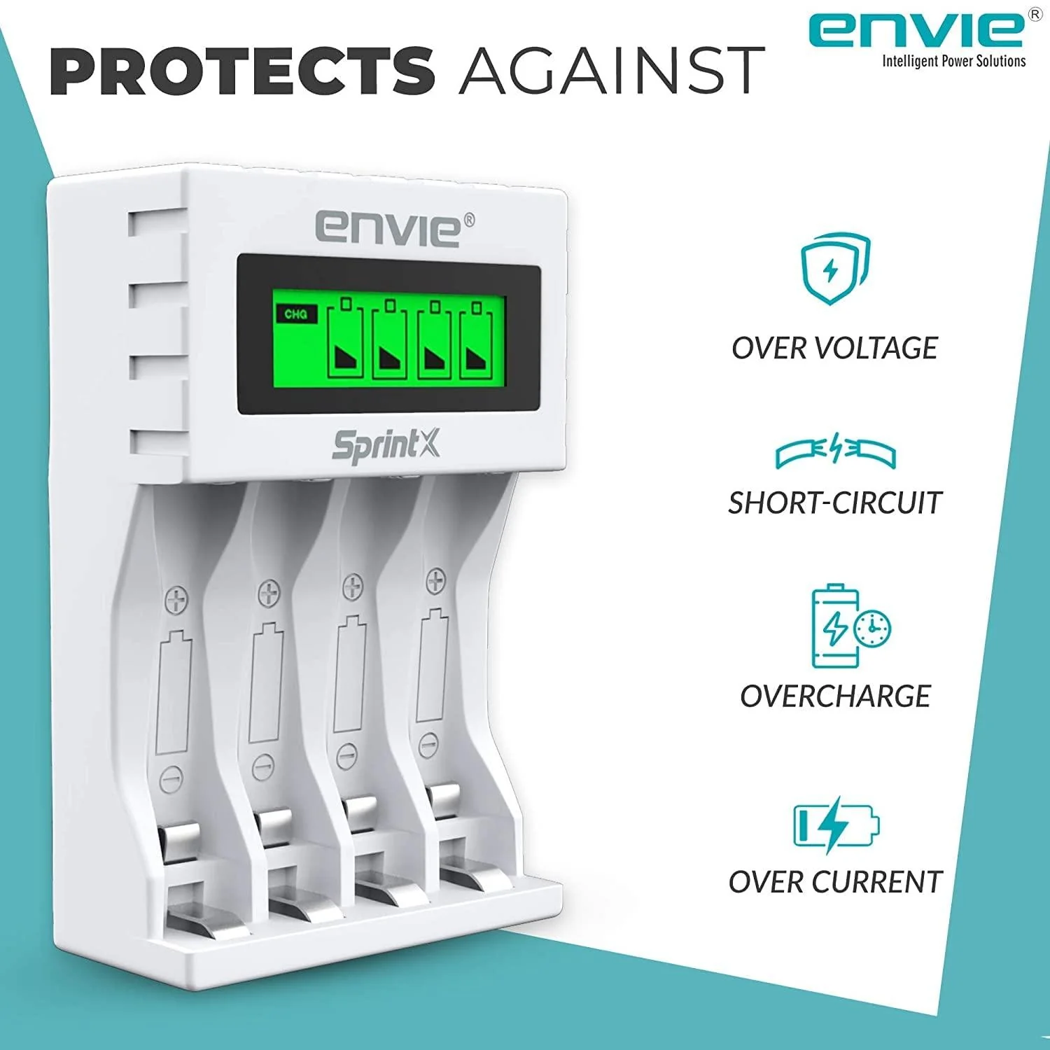 ENVIE (ECR11MC+2800+1100) SprintX Ultra Fast Rechargeable Batteries Charger for AA & AAA Ni-mh, with 2xAA2800 & 2AAA1100 Rechargeable Batteries, with Over Charge Protection - Image 4