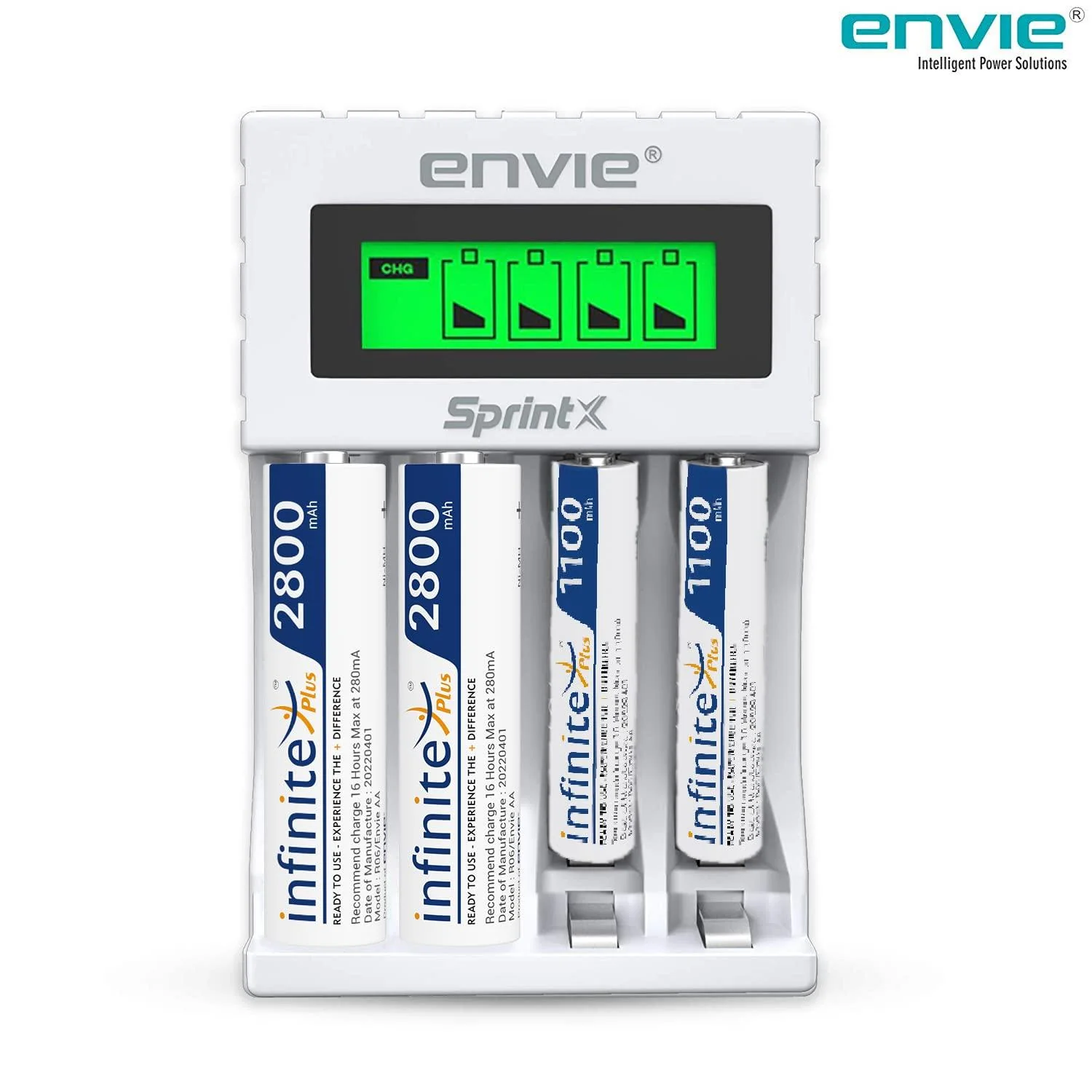 ENVIE (ECR11MC+2800+1100) SprintX Ultra Fast Rechargeable Batteries Charger for AA & AAA Ni-mh, with 2xAA2800 & 2AAA1100 Rechargeable Batteries, with Over Charge Protection - Image 6