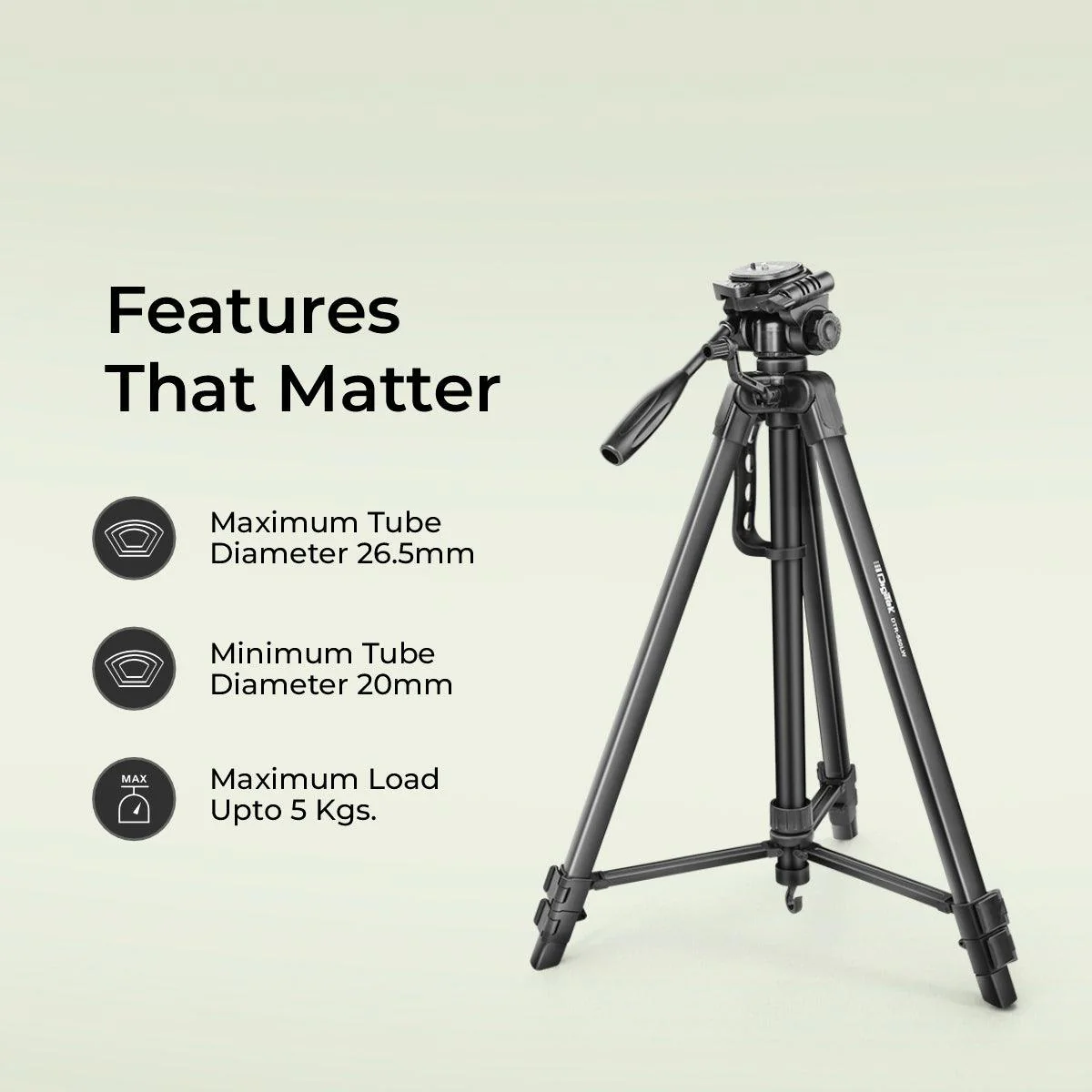 DIGITEK® (DTR 550 LW) 67 Inch Foldable Tripod Stand with Phone Holder & 360° Ball Head, 5kg Load Capacity, Aluminum Alloy Legs with Rubberized Feet & Flip Locks, Carry Bag, for Photo & Video Shoots - Image 3