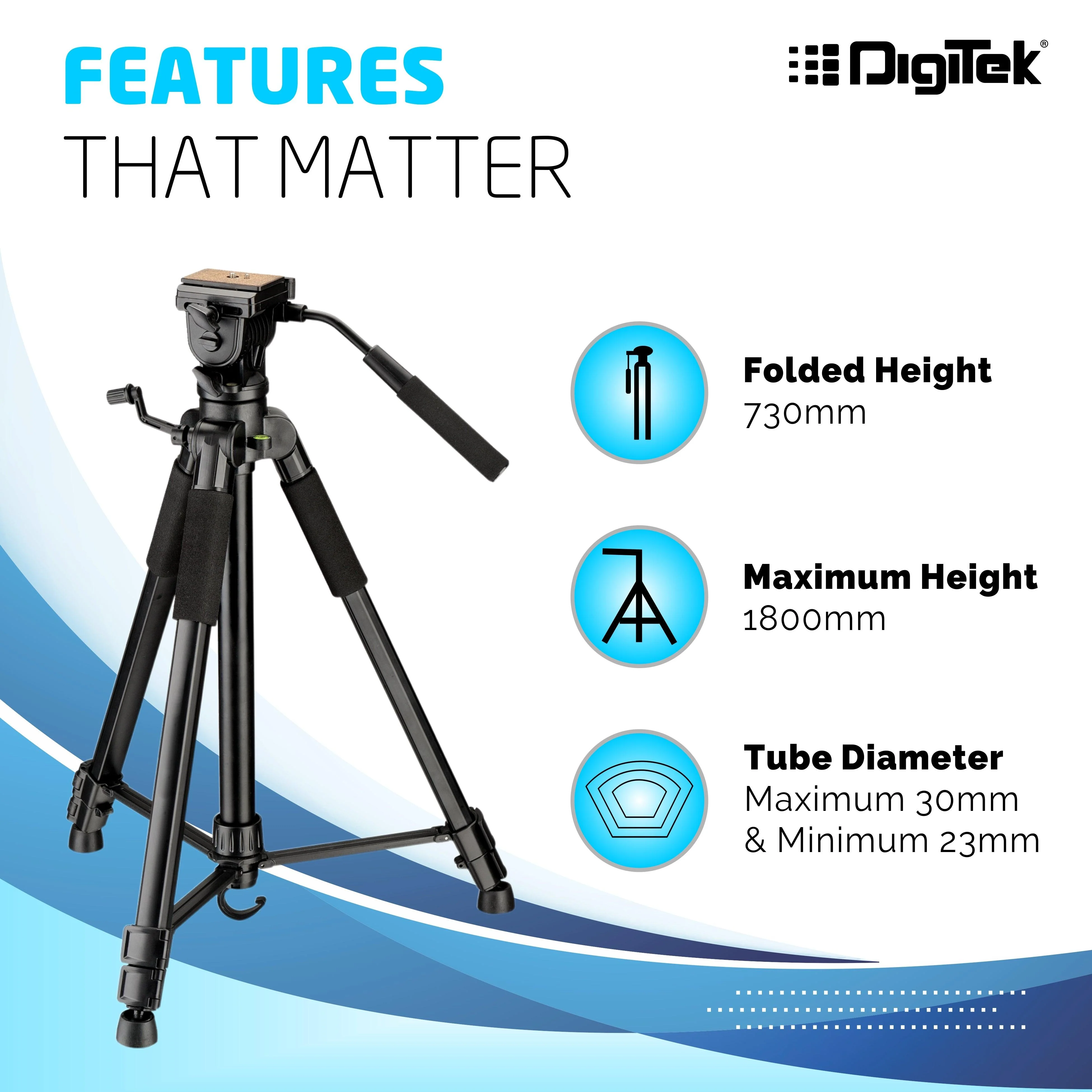 Digitek (DTR590 VD PRO) Tripod for DSLR & Video Cameras, Operating Height : 5.90 Feet, Maximum Load Upto: 6 Kg, Lightweight & Sturdy Tripod with 2 Way Adjustable Head - Image 3