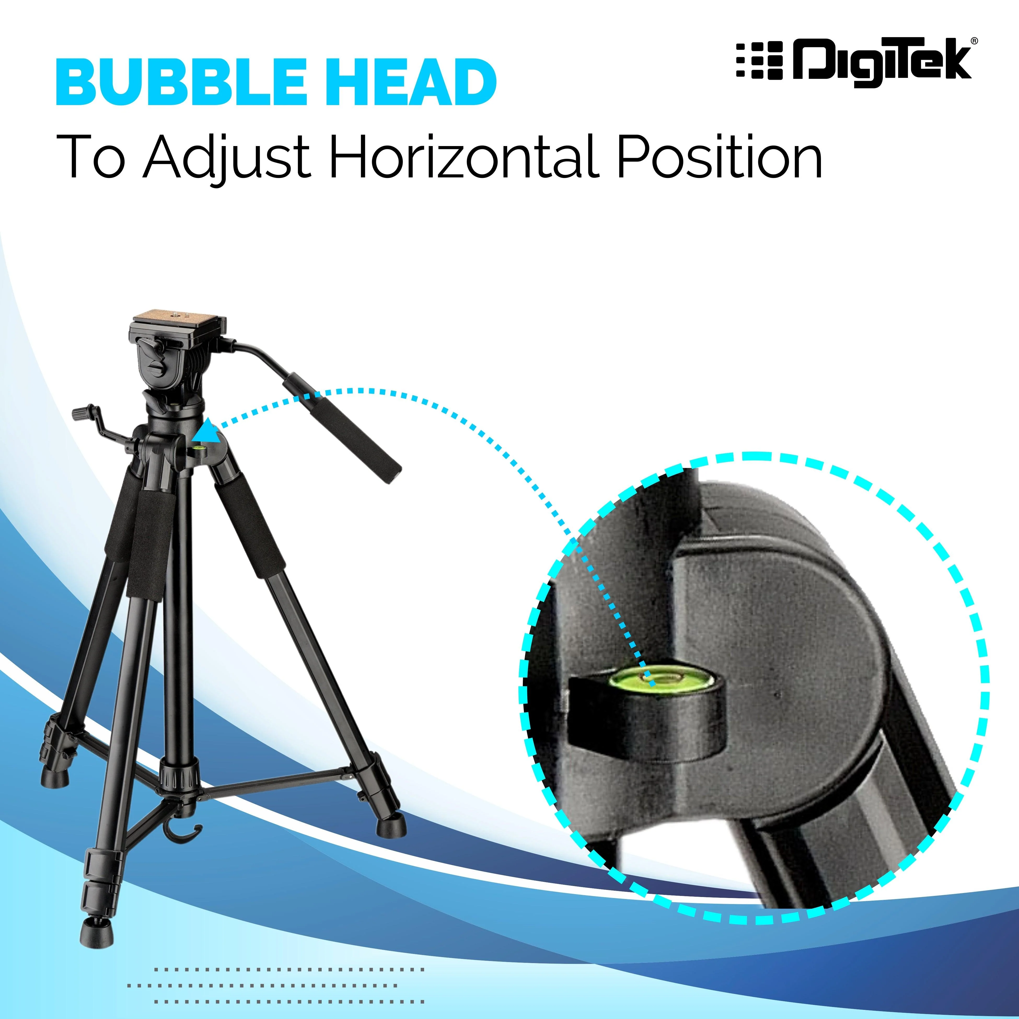 Digitek (DTR590 VD PRO) Tripod for DSLR & Video Cameras, Operating Height : 5.90 Feet, Maximum Load Upto: 6 Kg, Lightweight & Sturdy Tripod with 2 Way Adjustable Head - Image 4
