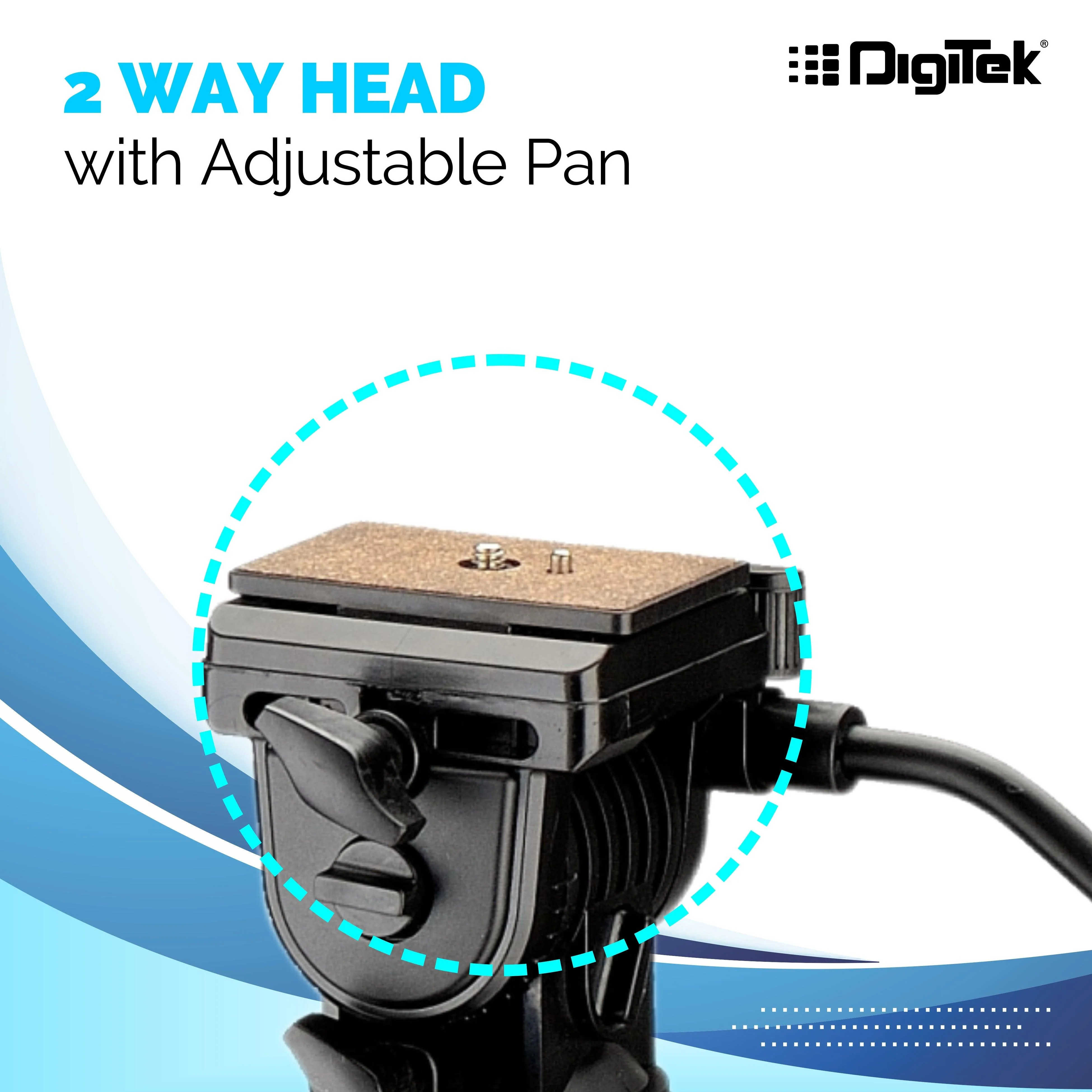 Digitek (DTR590 VD PRO) Tripod for DSLR & Video Cameras, Operating Height : 5.90 Feet, Maximum Load Upto: 6 Kg, Lightweight & Sturdy Tripod with 2 Way Adjustable Head - Image 6