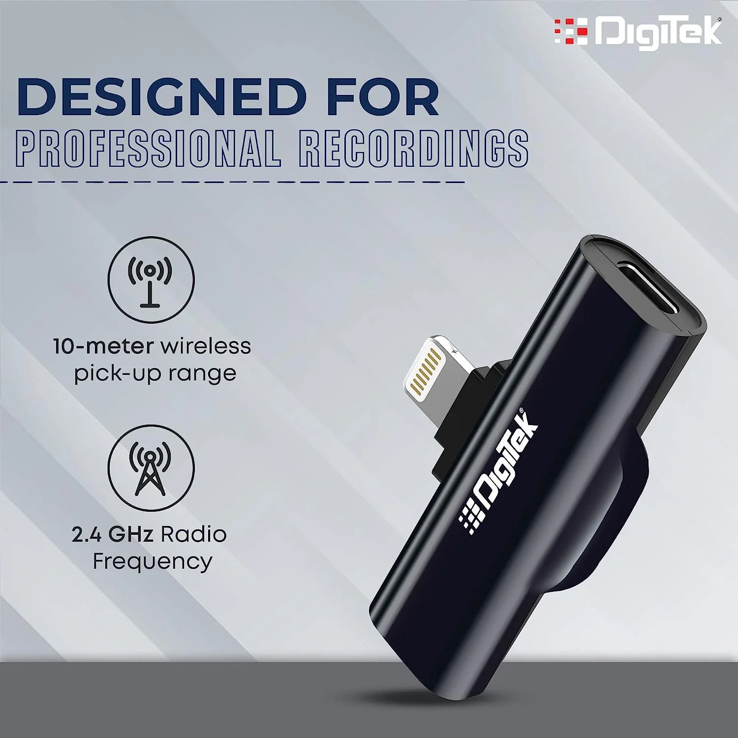 Digitek (DWM-002) Wireless Microphone & Receiver with Lightning Connector, Noise Cancellation, Fast Charging,  Compatible with iPhone X/11/12/13/14 Series for Vlogging, Only for iPhones with Lightning (LTC) - Image 3