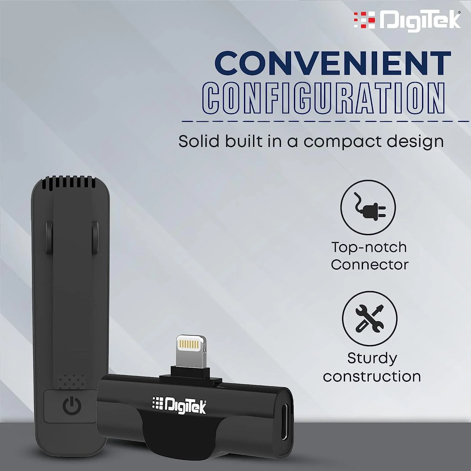 Digitek (DWM-002) Wireless Microphone & Receiver with Lightning Connector, Noise Cancellation, Fast Charging,  Compatible with iPhone X/11/12/13/14 Series for Vlogging, Only for iPhones with Lightning (LTC) - Image 5