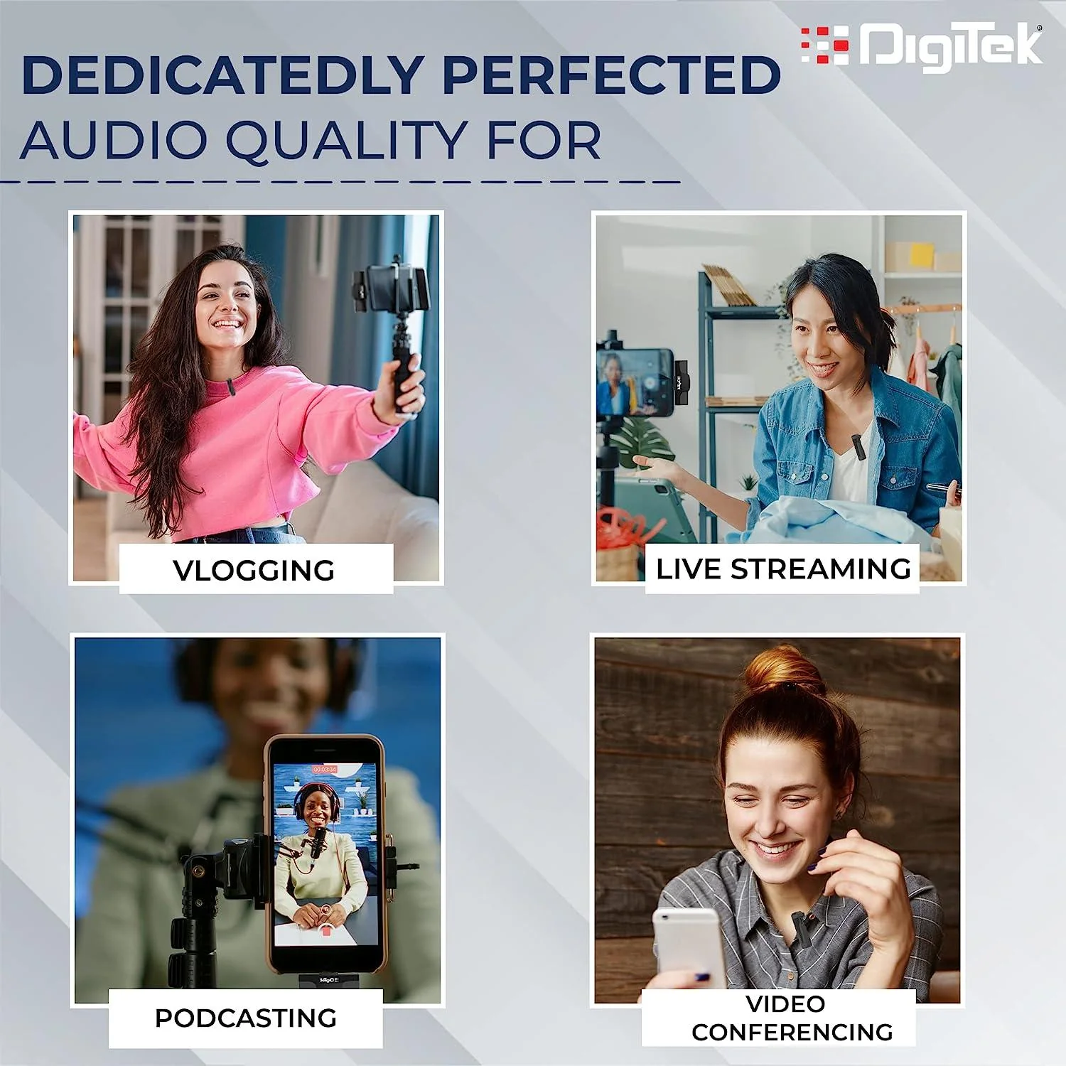 Digitek (DWM-002) Wireless Microphone & Receiver with Lightning Connector, Noise Cancellation, Fast Charging,  Compatible with iPhone X/11/12/13/14 Series for Vlogging, Only for iPhones with Lightning (LTC) - Image 6