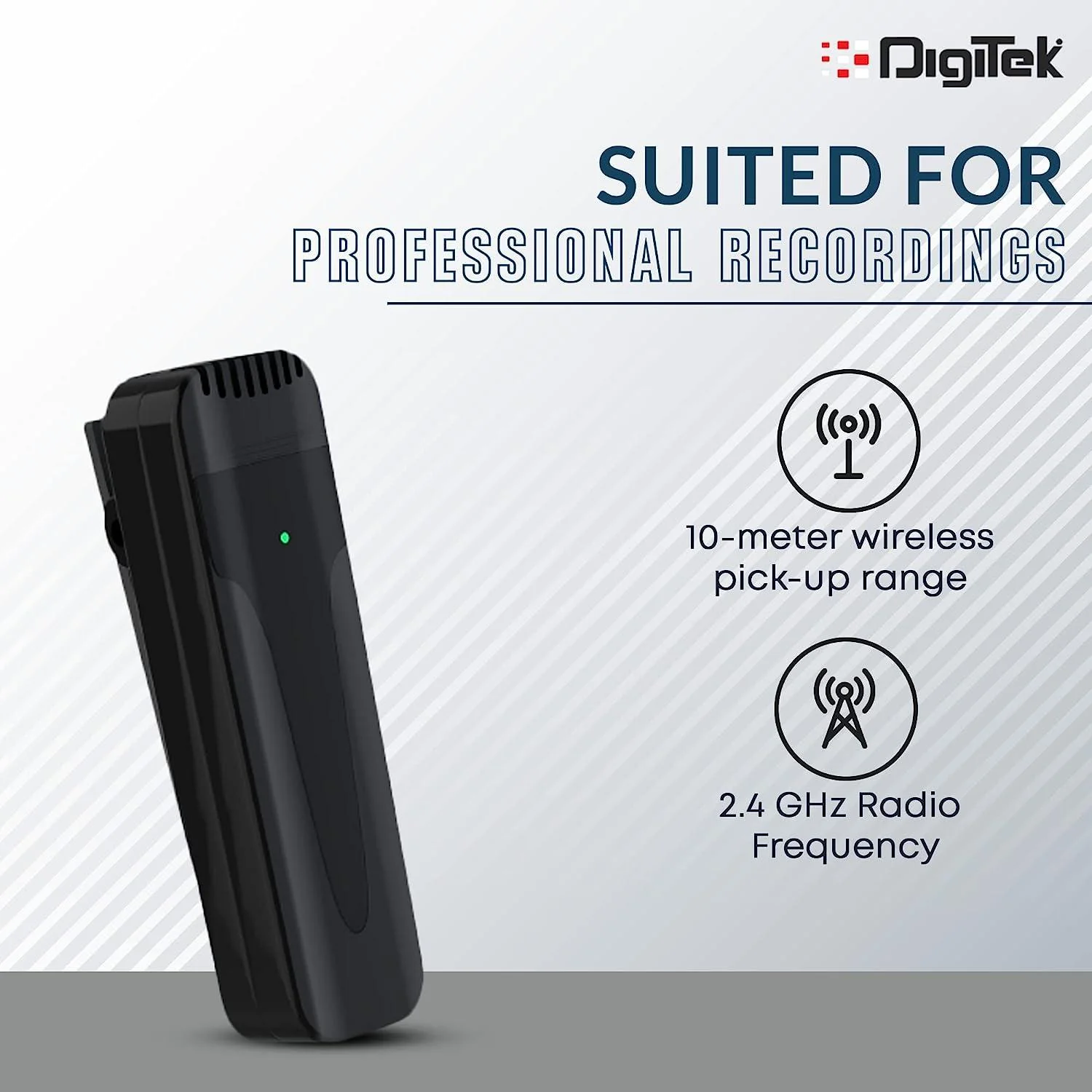 Digitek® (DWM-005) Wireless Microphone System with 3.5mm Aux Connector & Noise Cancellation, 10M Wireless Range, 4-Hour Working Time, Ideal for YouTube, Vlogs, Live Streaming, Video Shooting & More - Image 3